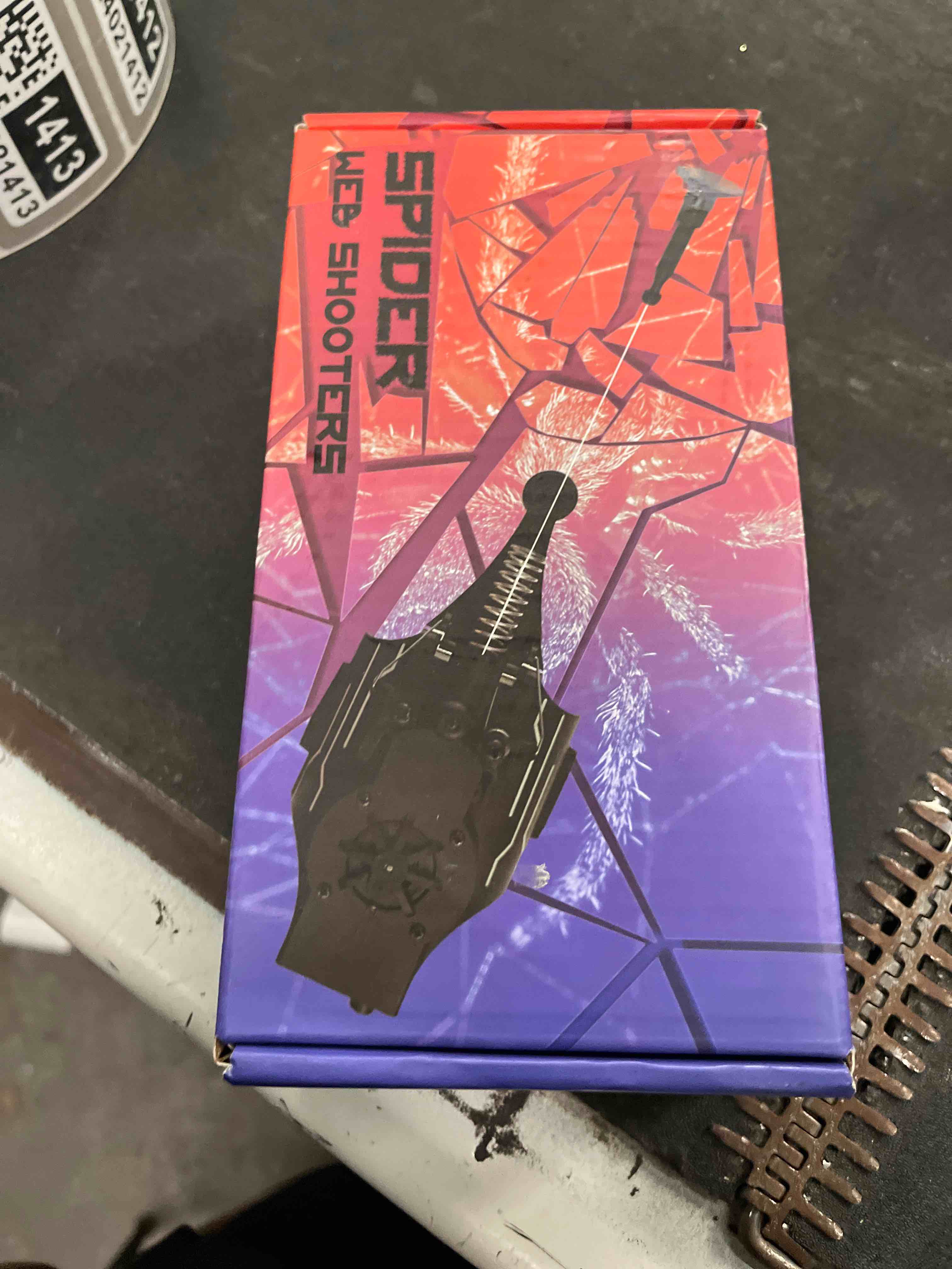 Condition photo showing Good Condition for spider web shooter, real web slinger that actually shoots for kids, cool toy things for superhero fans black