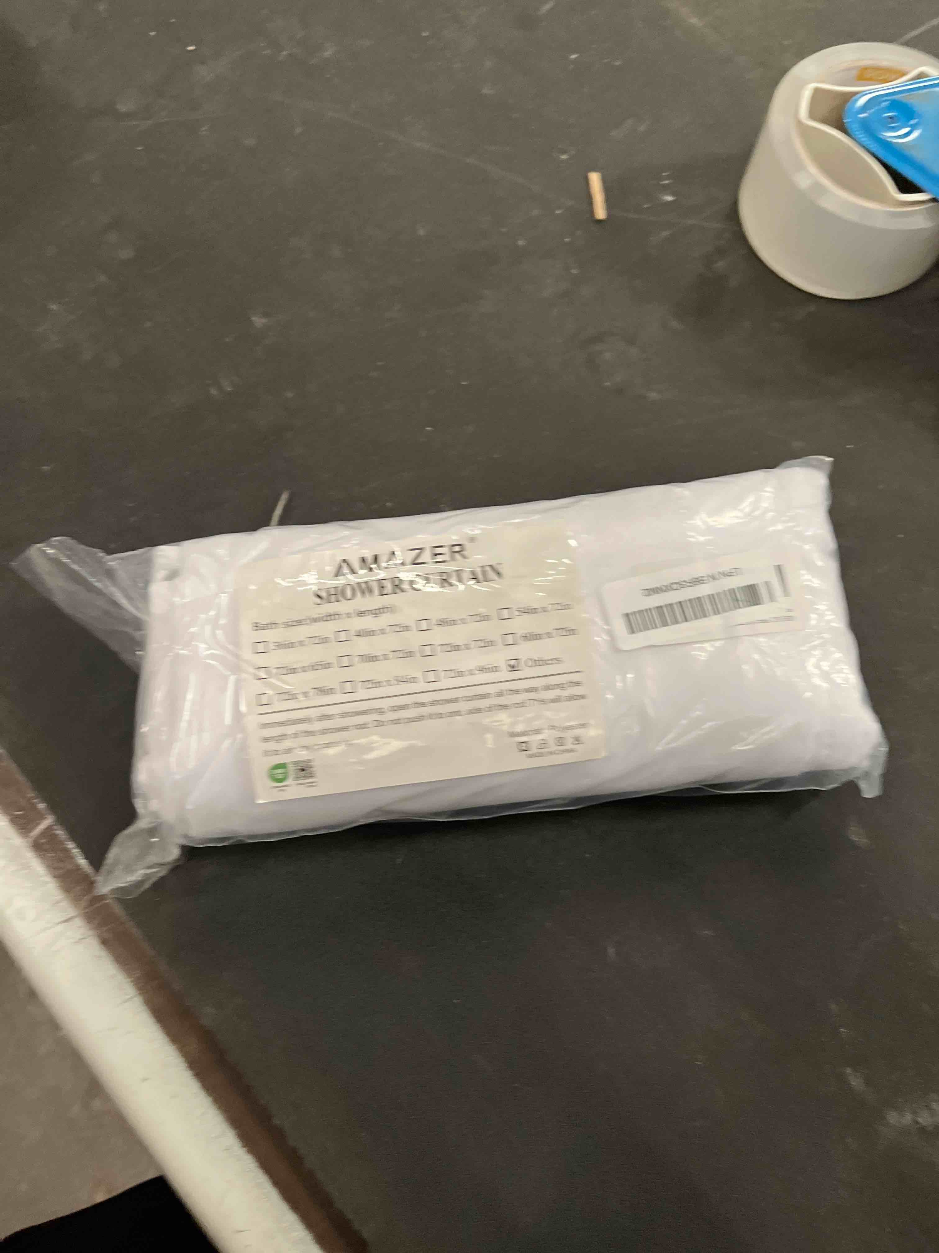 Condition photo showing Good Condition for amazer white shower curtain liner 72x74 inches, fabric shower liner cloth with weighted stones, washable shower curtain and liner 2-in-1, 120g heavy duty, 12 grommet holes white 72"w x 74"l (pack of 1)