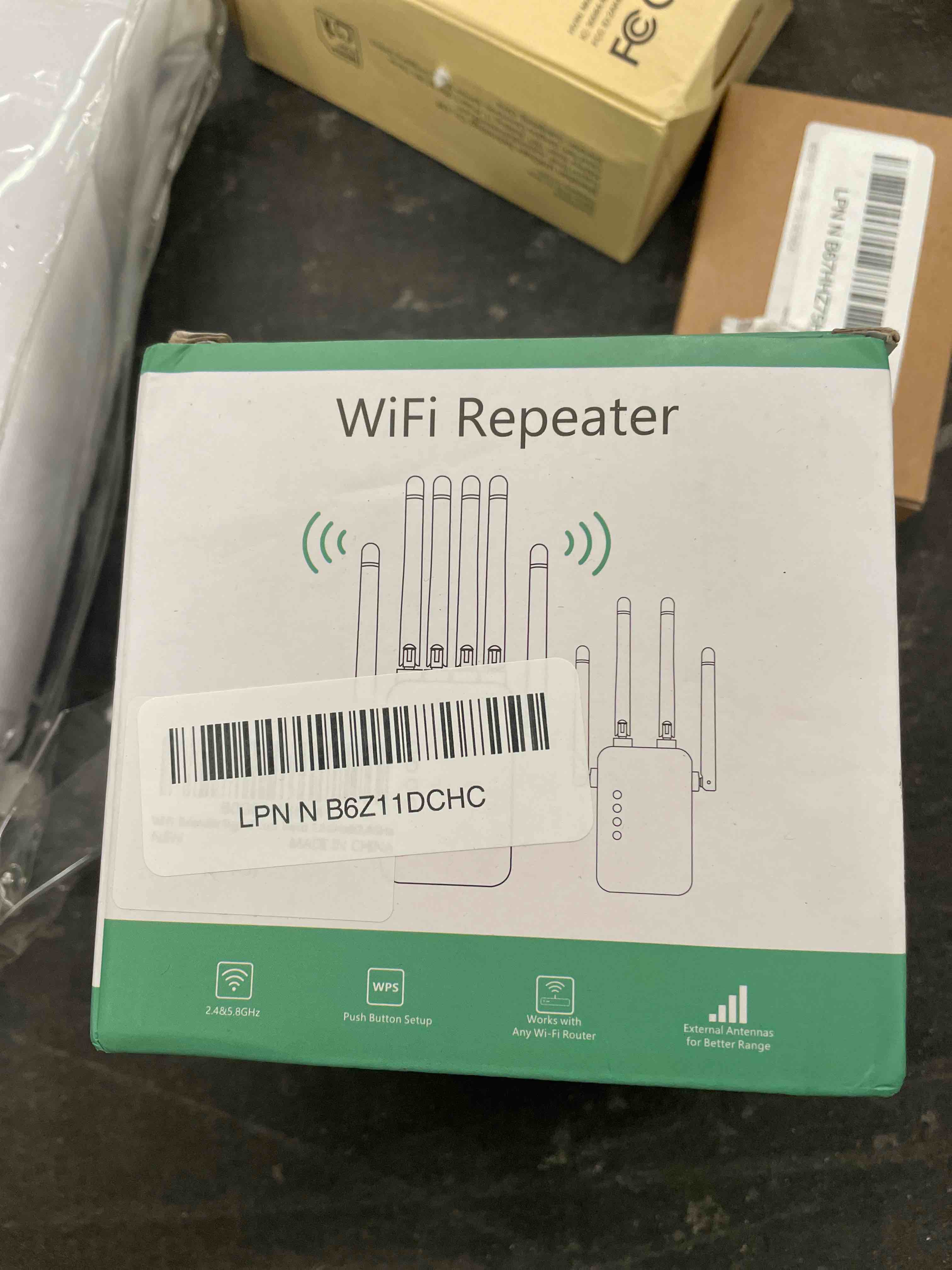 Condition photo showing Good Condition for 2026 wifi extender signal booster, dual band 5.8ghz&2.4ghz, 6x faster, wifi booster covers up to 13880 sq.ft, wifi repeater 1.2gbps with ethernet port, connects 100+ devices, one-tap setup black