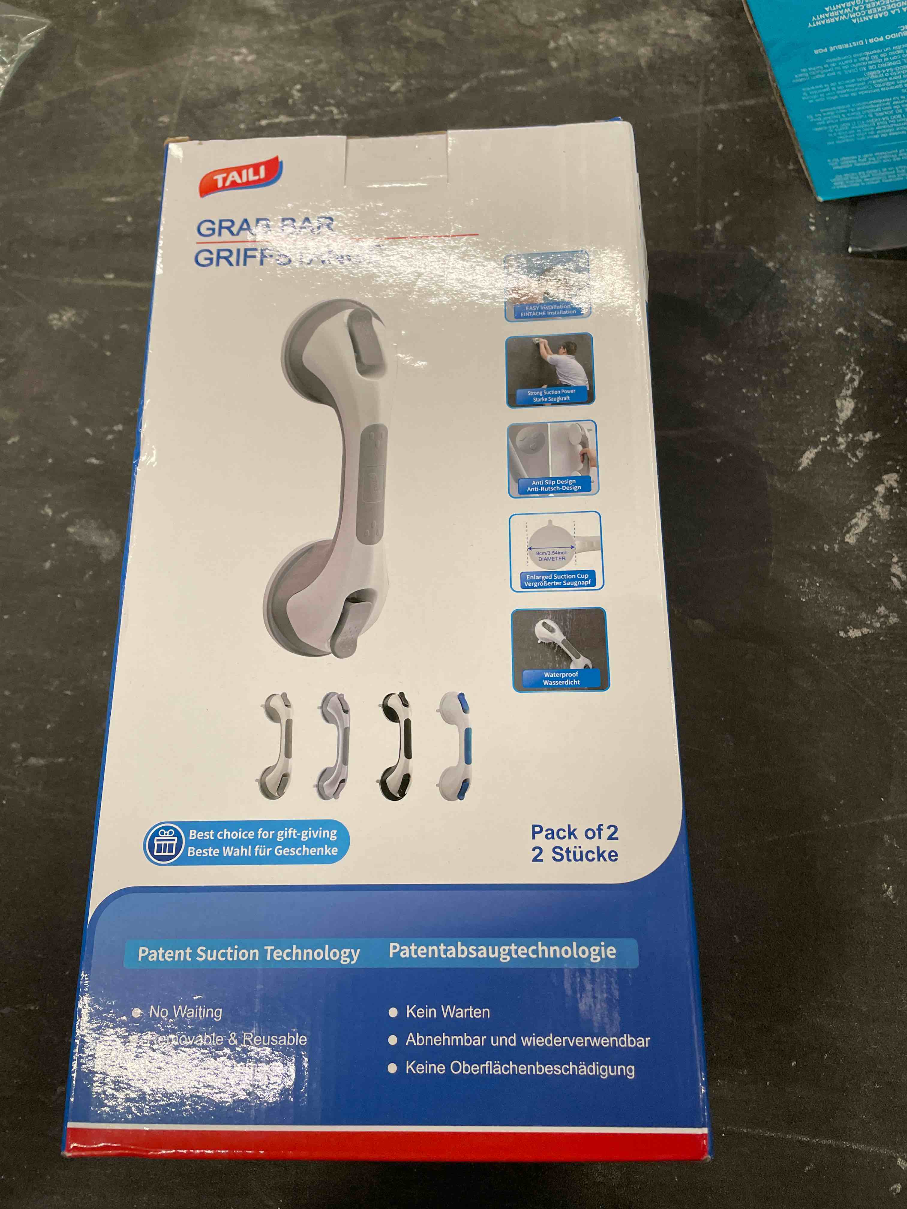 Condition photo showing Good Condition for taili shower grab bar, 2 pack 12 inch suction grab bars for bathtubs and showers for elderly, shower handle for seniors bathroom safety grip, no drilling removable,grey 12.2" gray