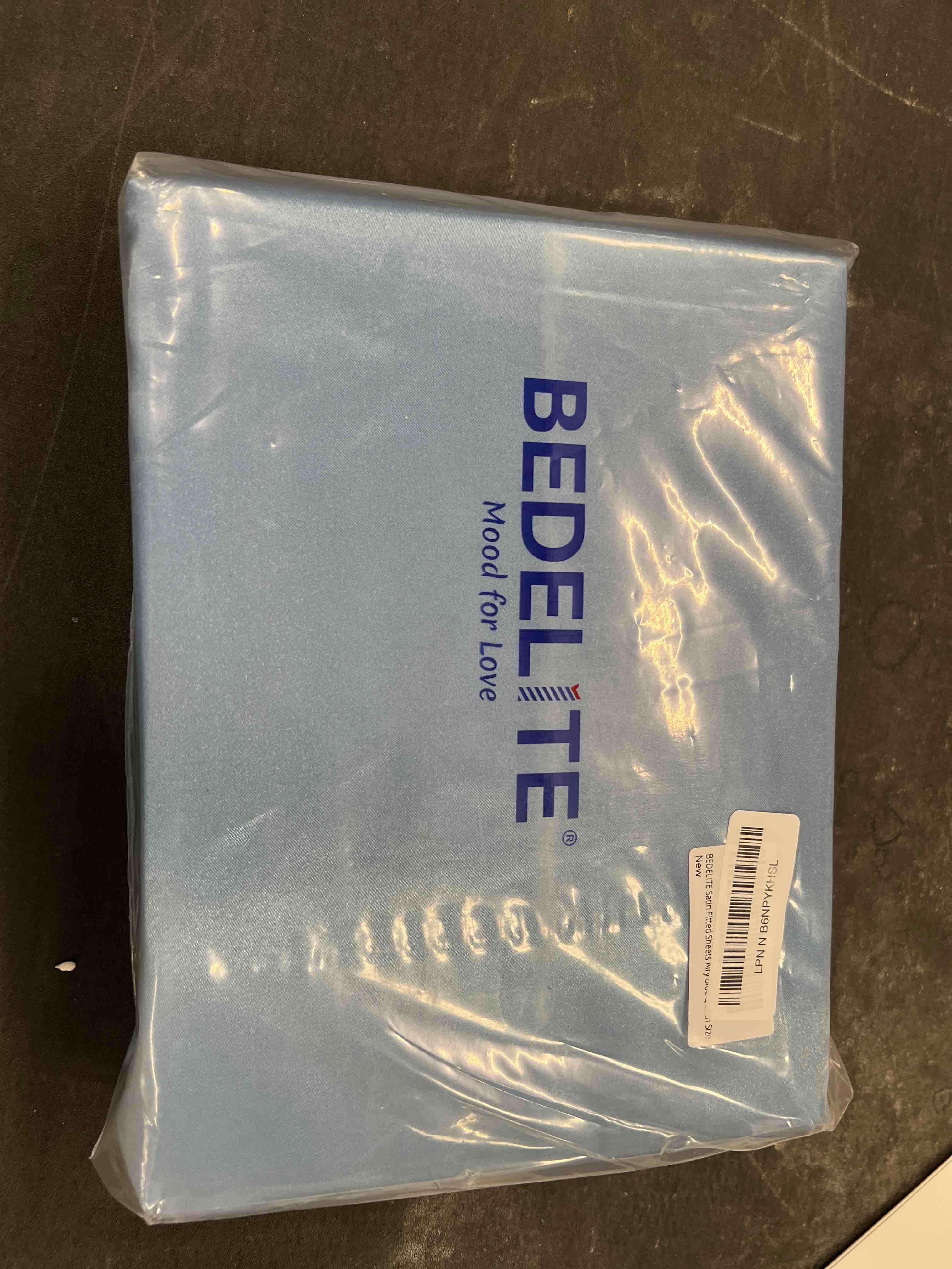 Condition photo showing Good Condition for bedelite satin fitted sheet and pillowcases set, luxury soft similar to silk bottom bedsheet with elastic corner straps, deep pocket up to 15 inch, 1 fitted sheet and 2 pillowcases(queen, airy blue) airy blue queen