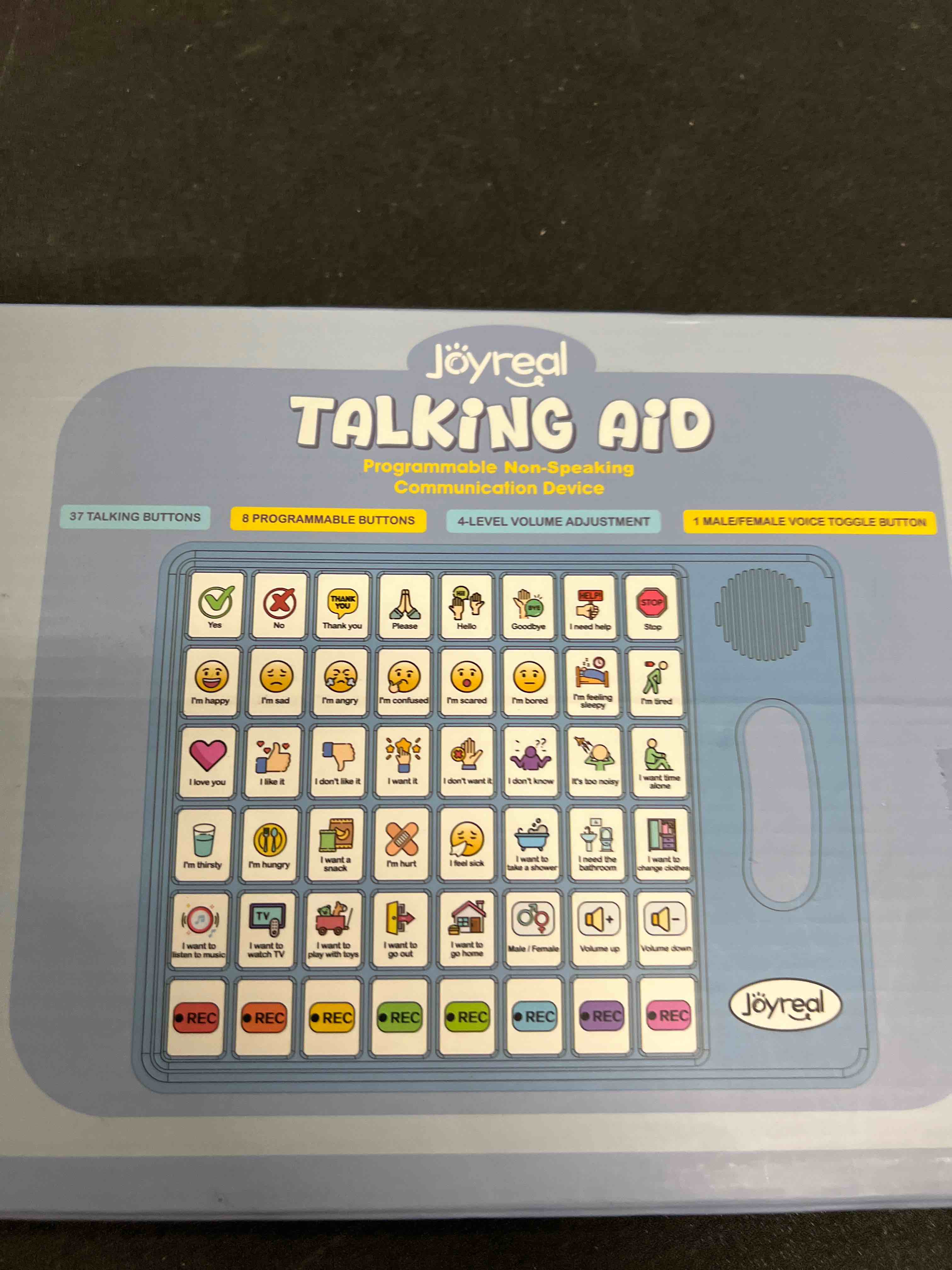 Condition photo showing Good Condition for joyreal aac device for autism, non verbal communication tools for speech therapy & stroke rehab. communication tablet, autism talking aids with 8 programmable buttons & adjustable volume blue