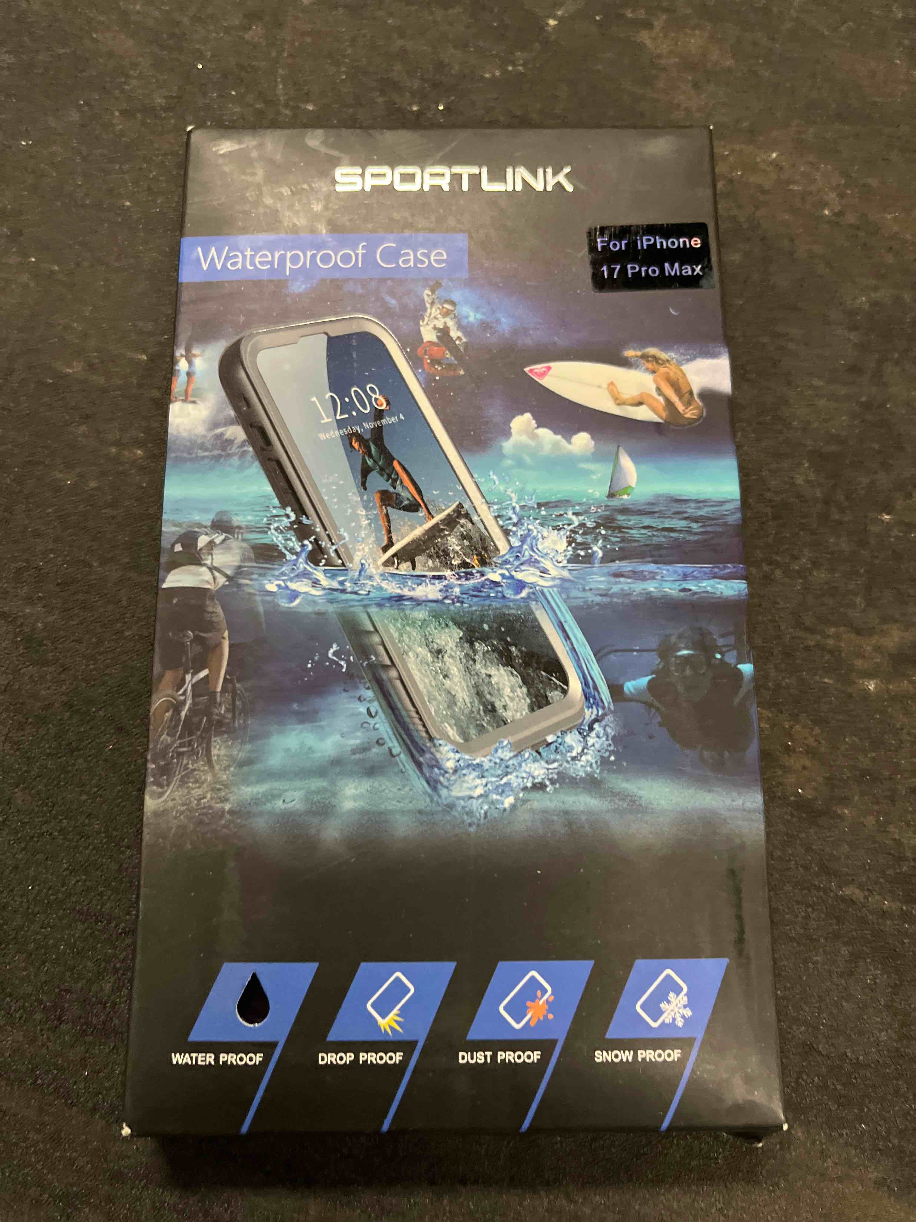 Condition photo showing Good Condition for sportlink for iphone 17 pro max case, ip68 waterproof military protective full body heavy duty shockproof 360 sealed dustproof with camera screen protector phone cover for iphone 17 pro max 6.9" black black for iphone 17 pro max (6.9'')
