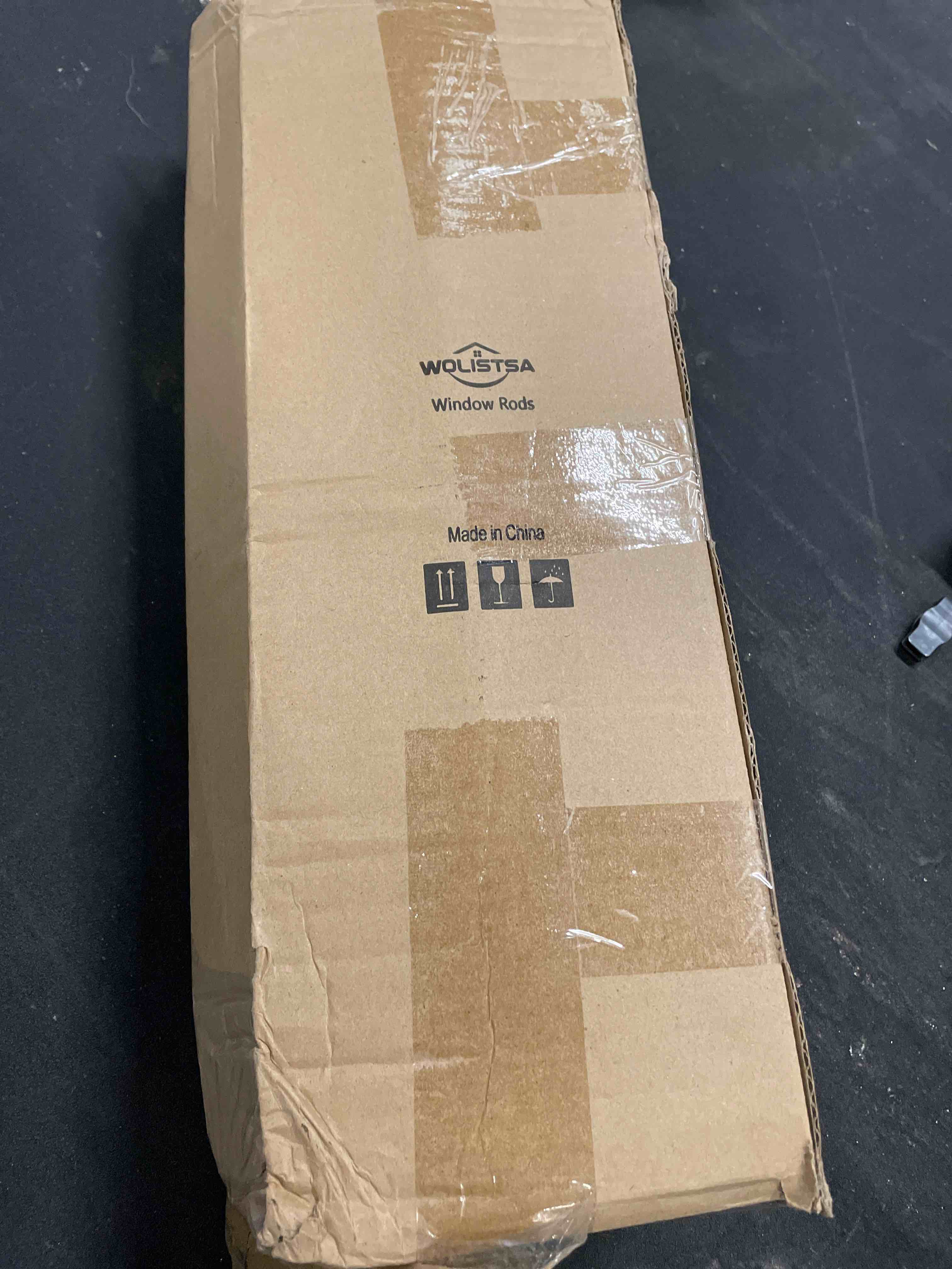Condition photo showing Good Condition for white double curtain rods for windows 72 to 144 inch, farmhouse vintage decorative 1 inch adjustable long dual curtain rod, heavy duty boho double drapery pole with antique white grain finial white 36"-144"