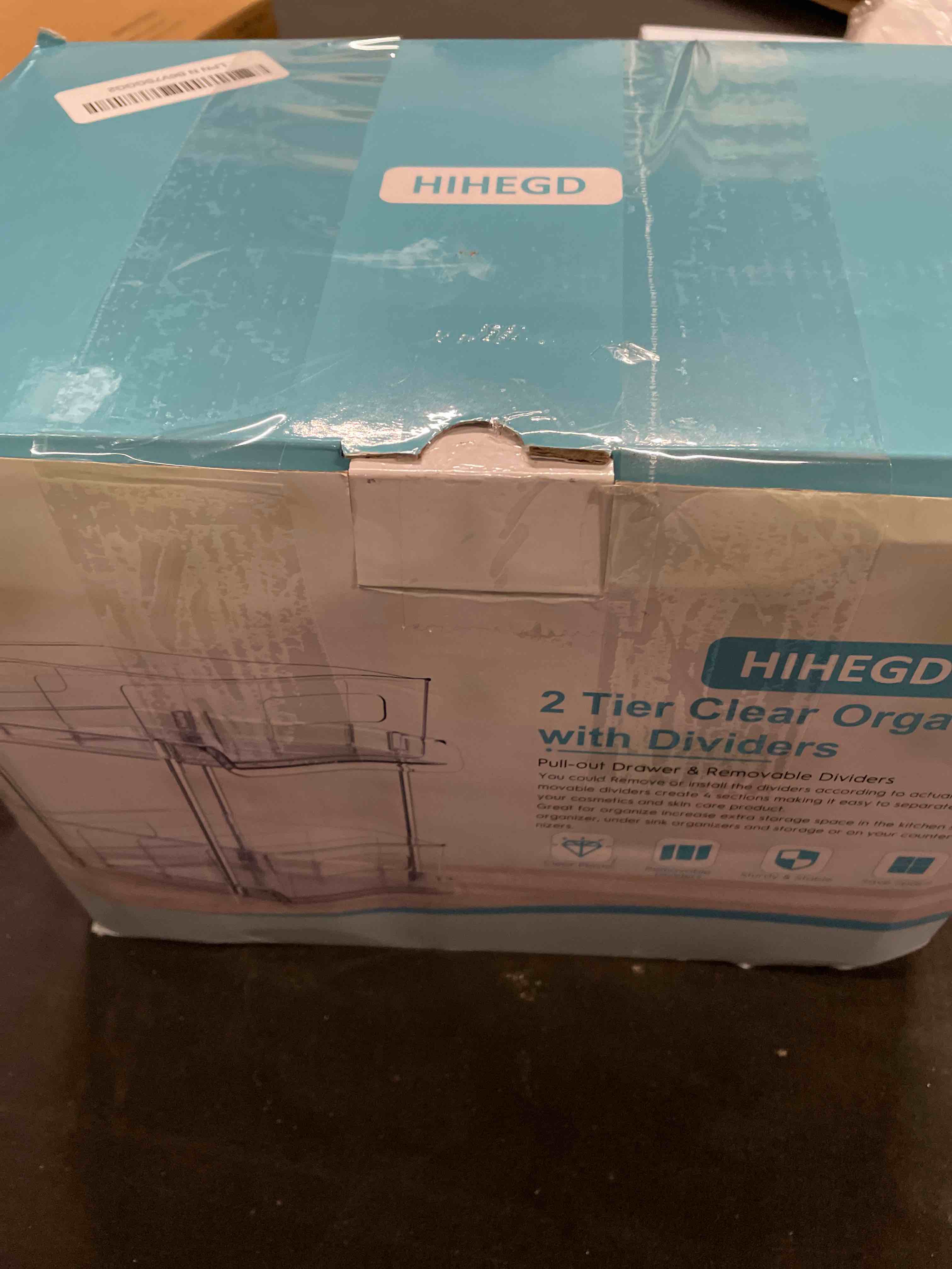 Condition photo showing Good Condition for hihegd 2-tier bathroom organizer with dividers, clear under sink and pull-out cabinet organizer for kitchen and pantry storage clear-2pcs
