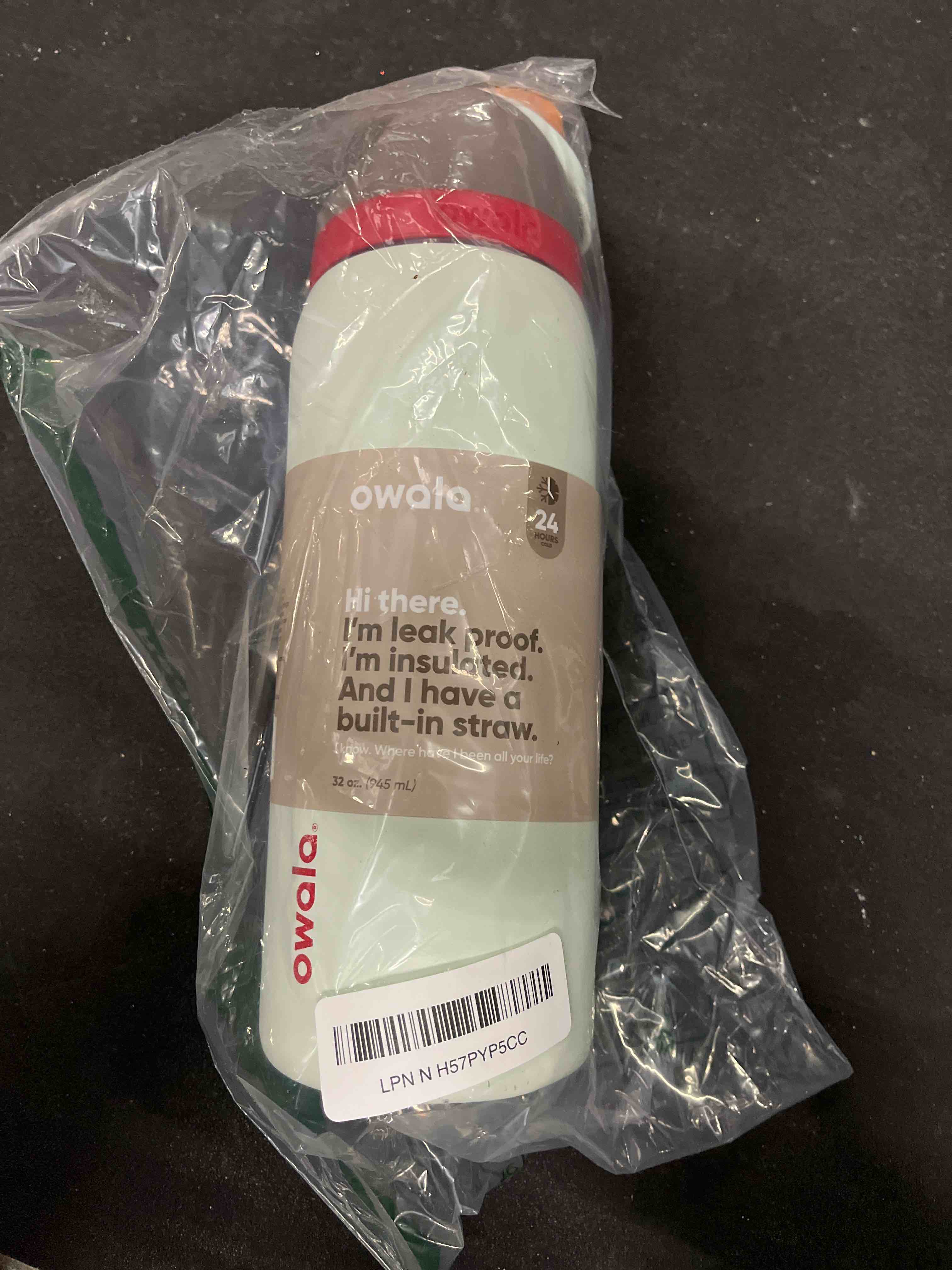 Condition photo showing Good Condition for owala freesip insulated stainless steel water bottle with straw for sports, travel, and school bpa-free sports water bottle, 32 oz, boneyard | insulated, with straw, for sports, travel, and school, bpa-free boneyard 32 ounces