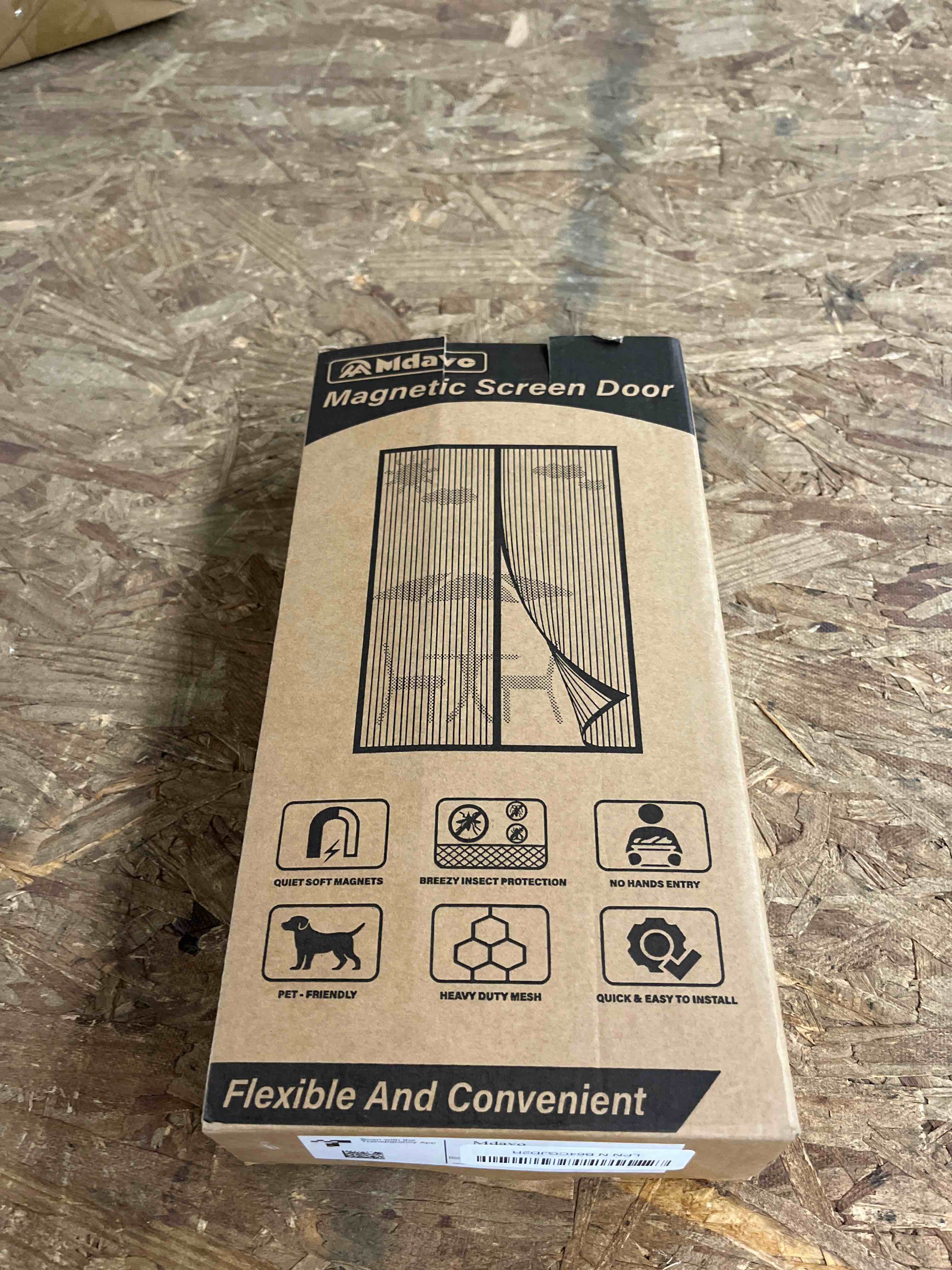 Condition photo showing Good Condition for mesh screen with magnetic closure-keeps bugs out let breeze in, heavy duty - pet and kid friendly, works with front, sliding doors (38 x 82 inch) fit door size 38 x 82 inch black