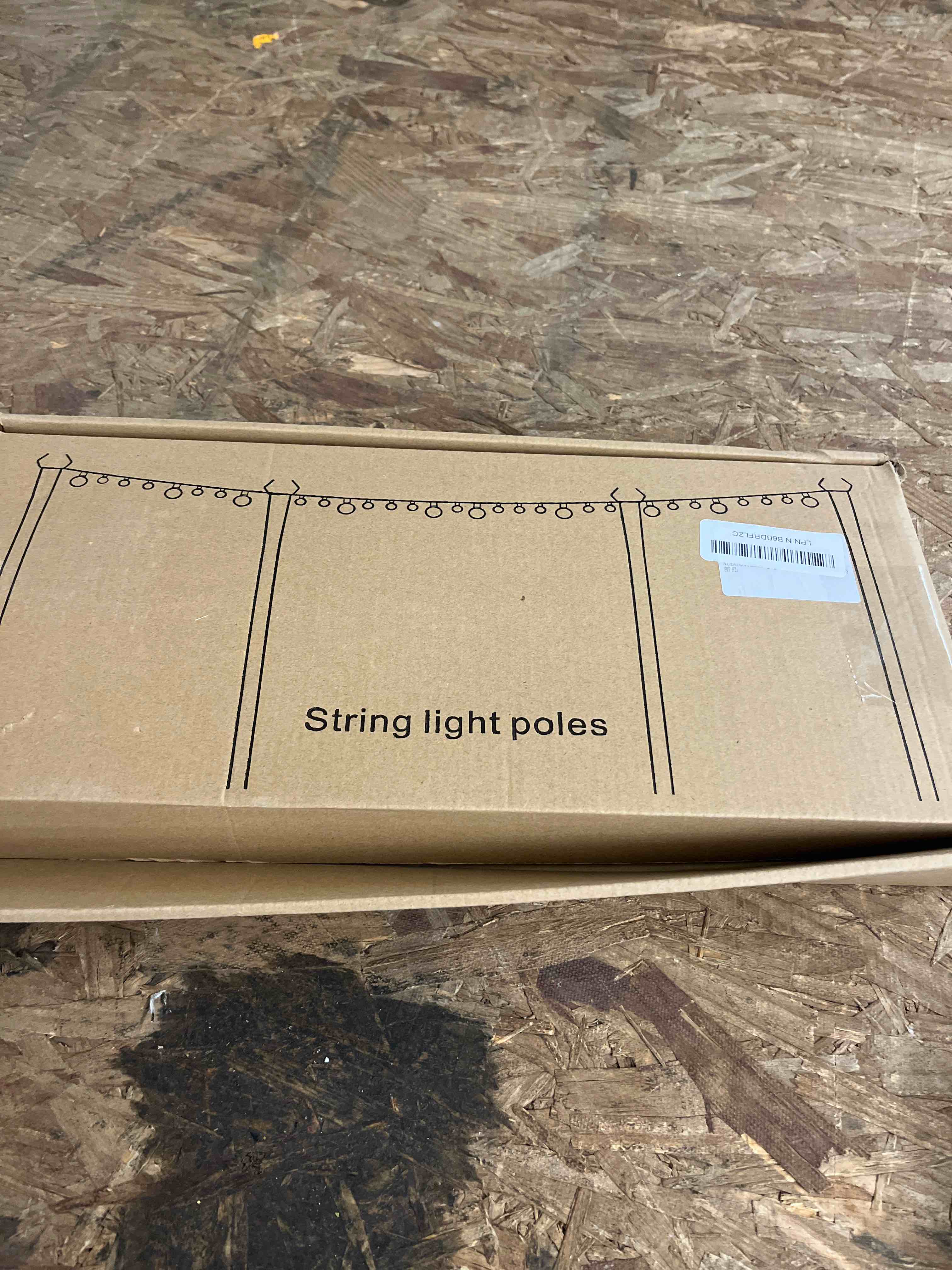 Condition photo showing Good Condition for 4 pack string light poles,5ft metal poles for outdoor string lights,outdoor light poles with post,poles/stand for outside,patio,deck,backyard,garden wedding,party 4 pack 5ft string light pole