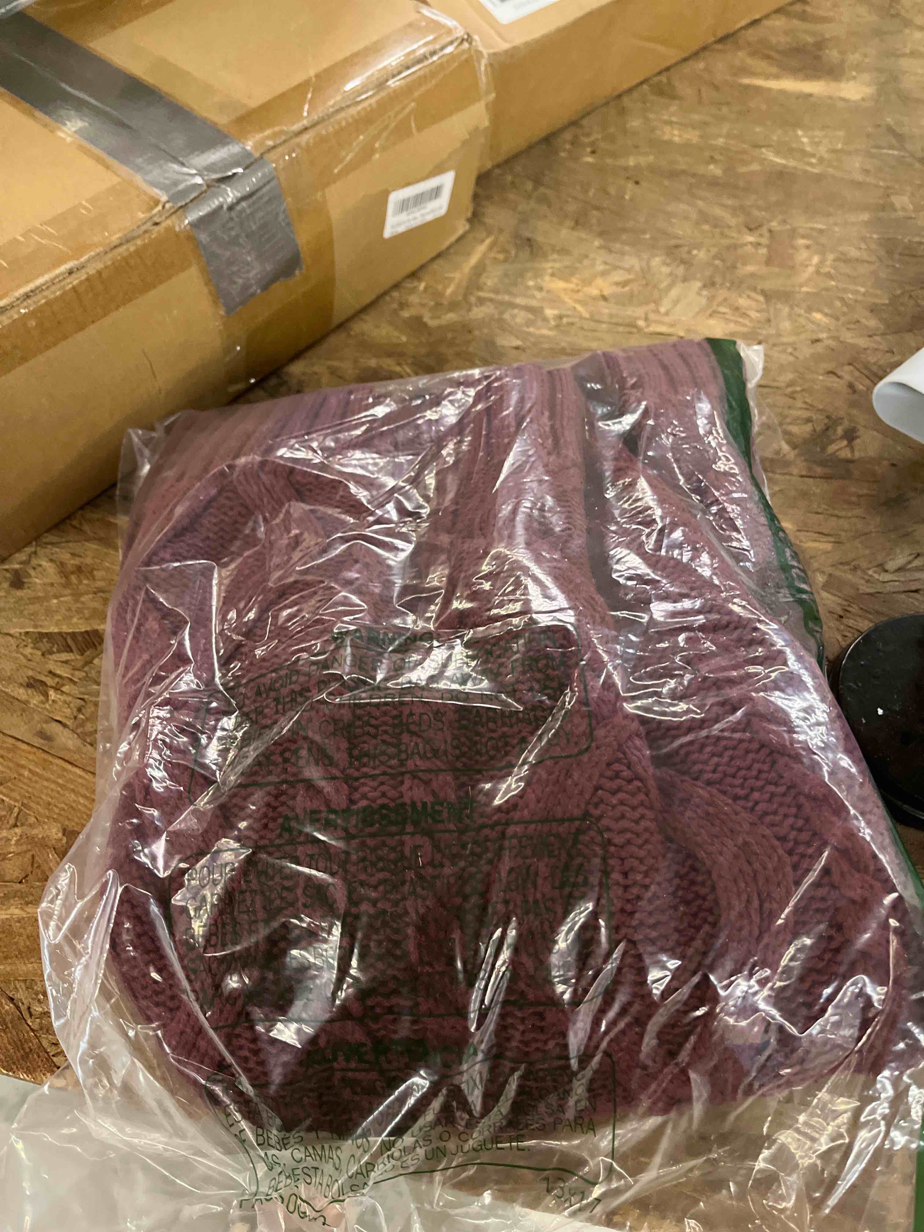 Condition photo showing Good Condition for trendy queen women's oversized cable knit crewneck sweaters wine red medium
