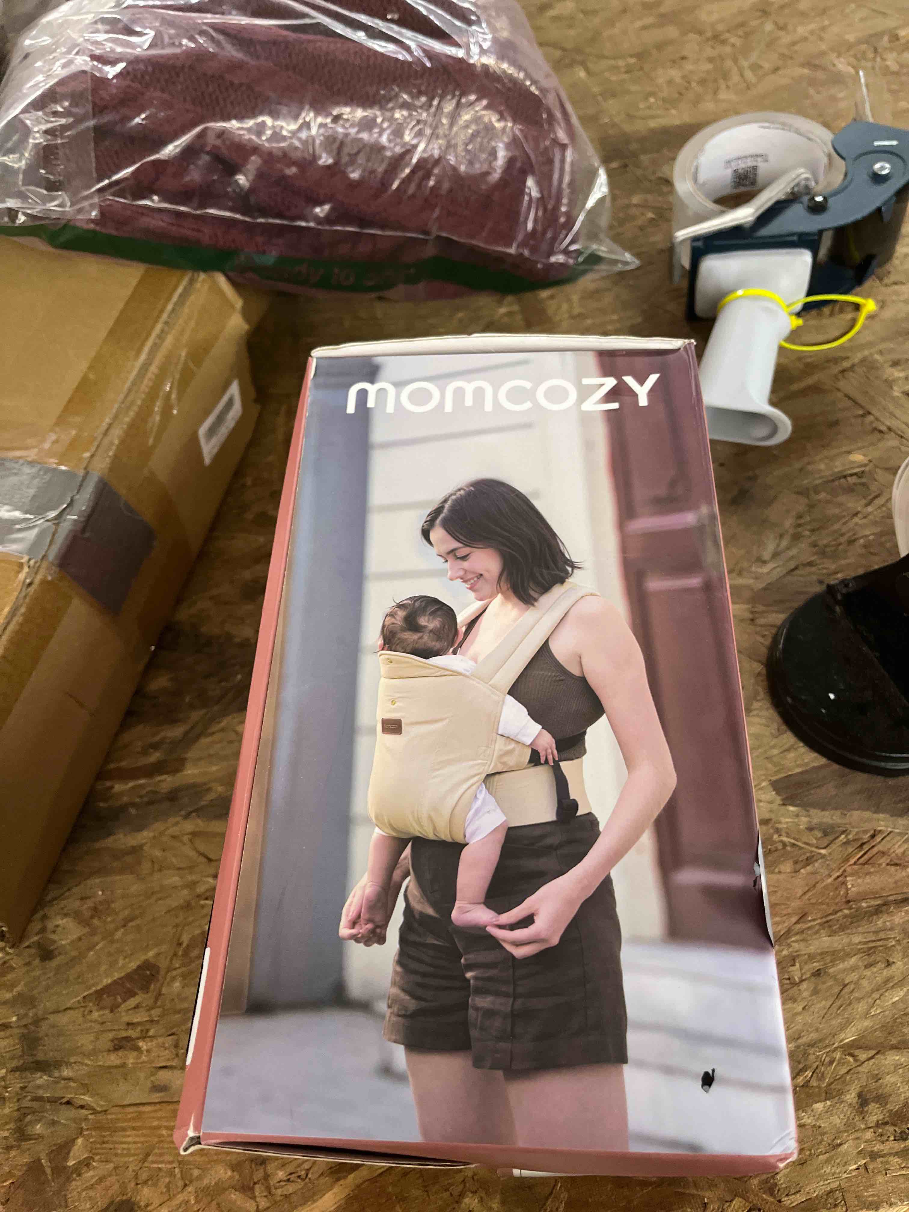 Condition photo showing Good Condition for momcozy weesnug baby carrier - cozy comfort for newborns 7-25 lbs, ergonomic cross-back support, effortless to put on, hands-free infant carrier with lumbar support, khaki
