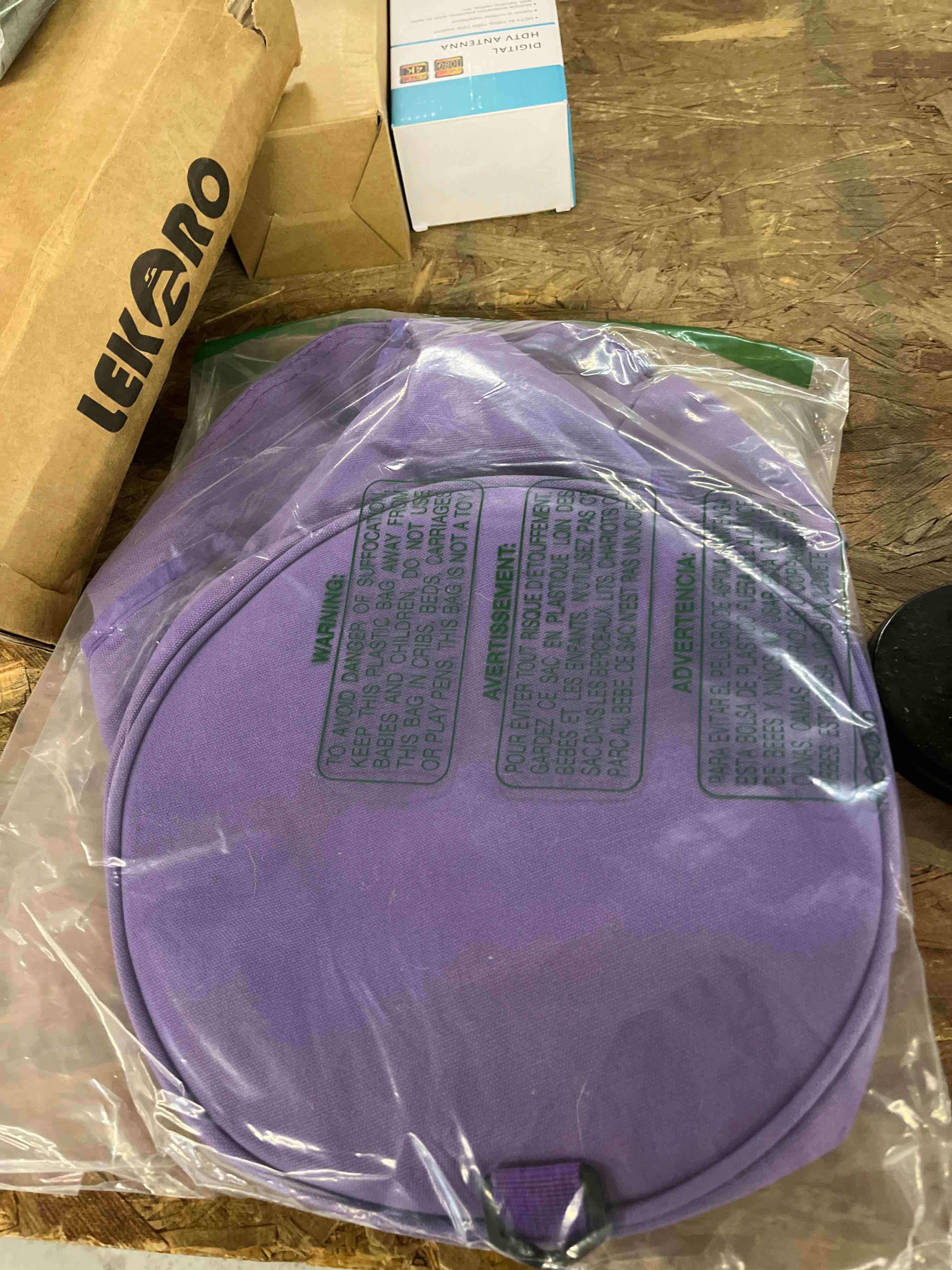 Condition photo showing Good Condition for craftiss knitting bag yarn storage - gift for crocheters - durable canvas yarn holder for crochet accessories - organizer crochet bag with knitting accessories case (purple)