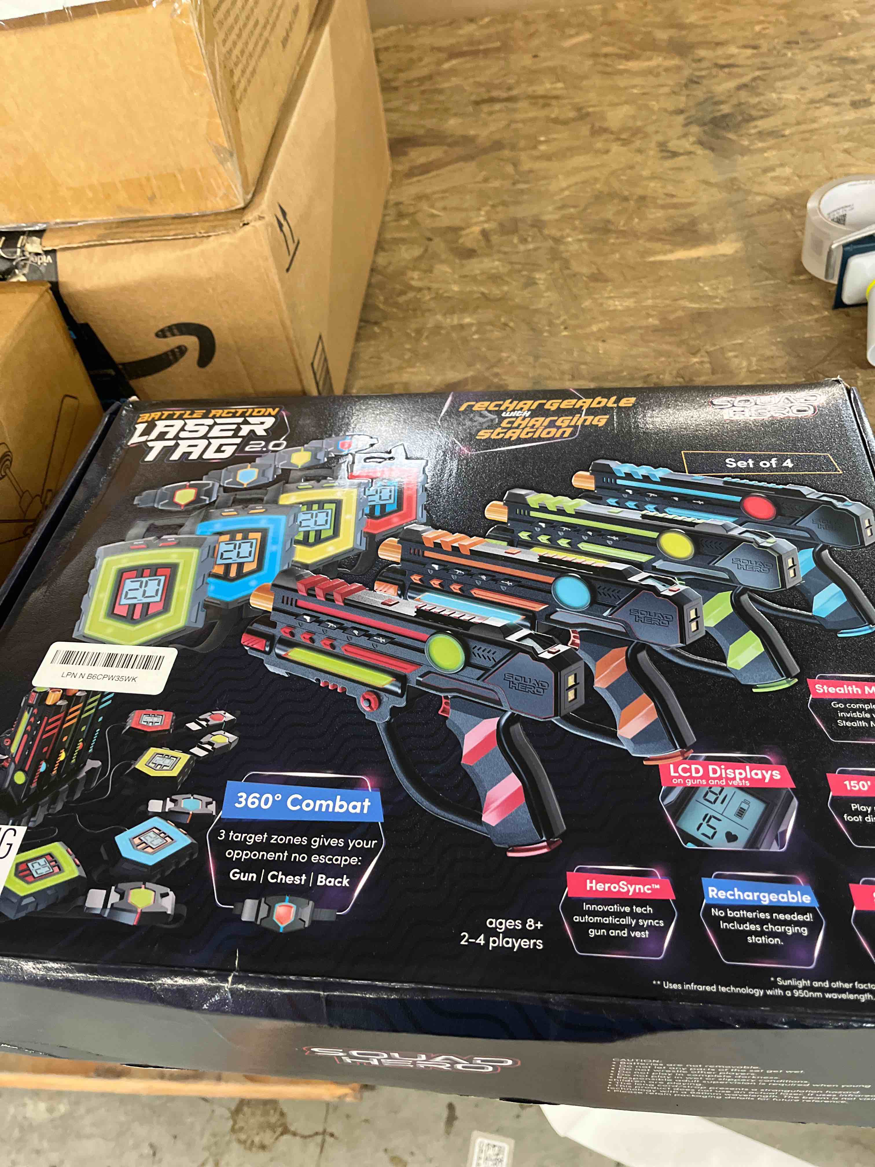 Condition photo showing Good Condition for squad hero rechargeable laser tag 360° sensors + lcds - set of 4 - easter gift ideas for kids teens and adults boys & girls family fun - cool teenage lazer group activity, teen gifts ages 8+ year old