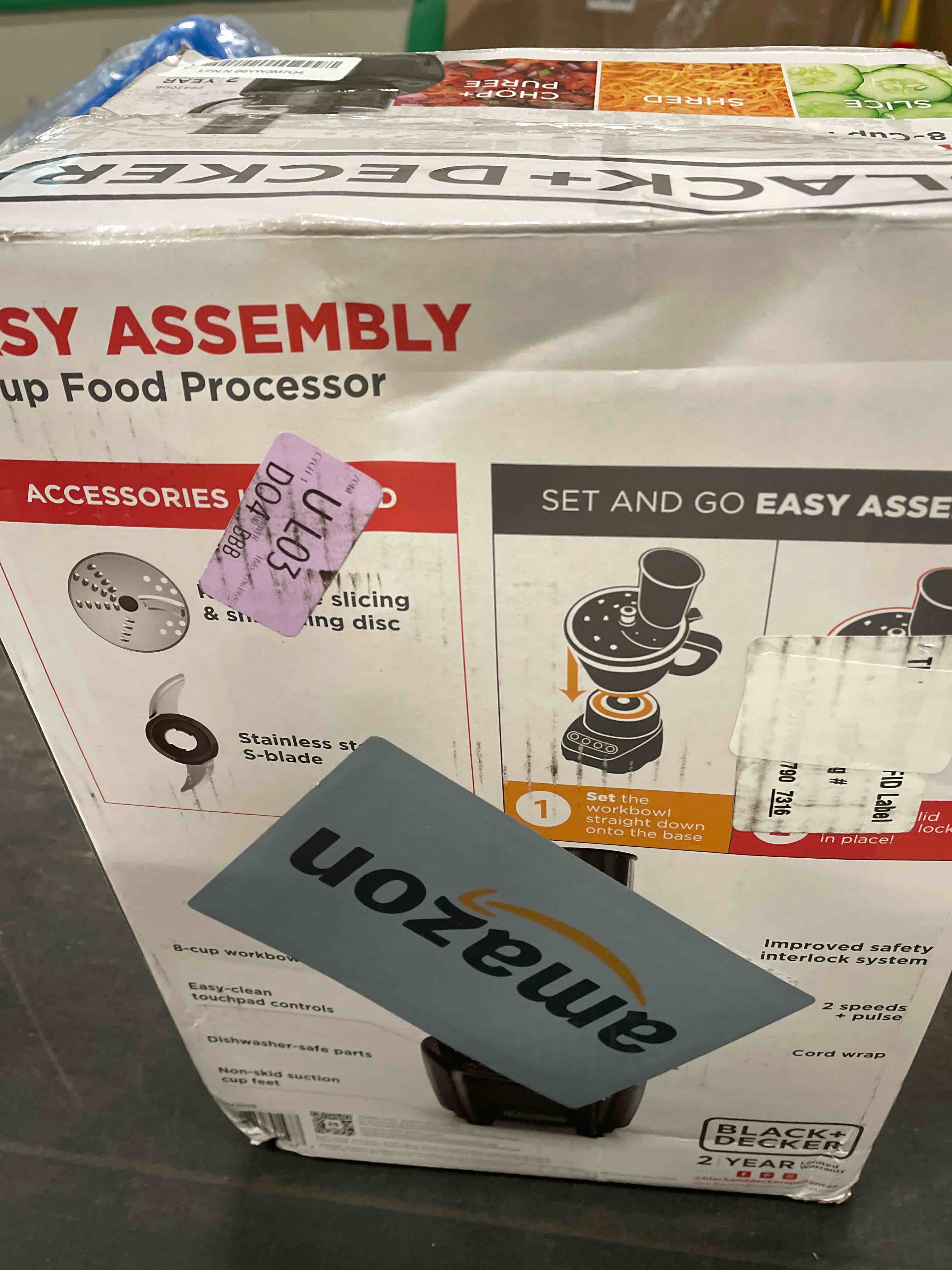 Condition photo showing Good Condition for black+decker 3-in-1 easy assembly 8-cup food processor, stainless steel s-blade, easy-clean, touchpad controls black large processor