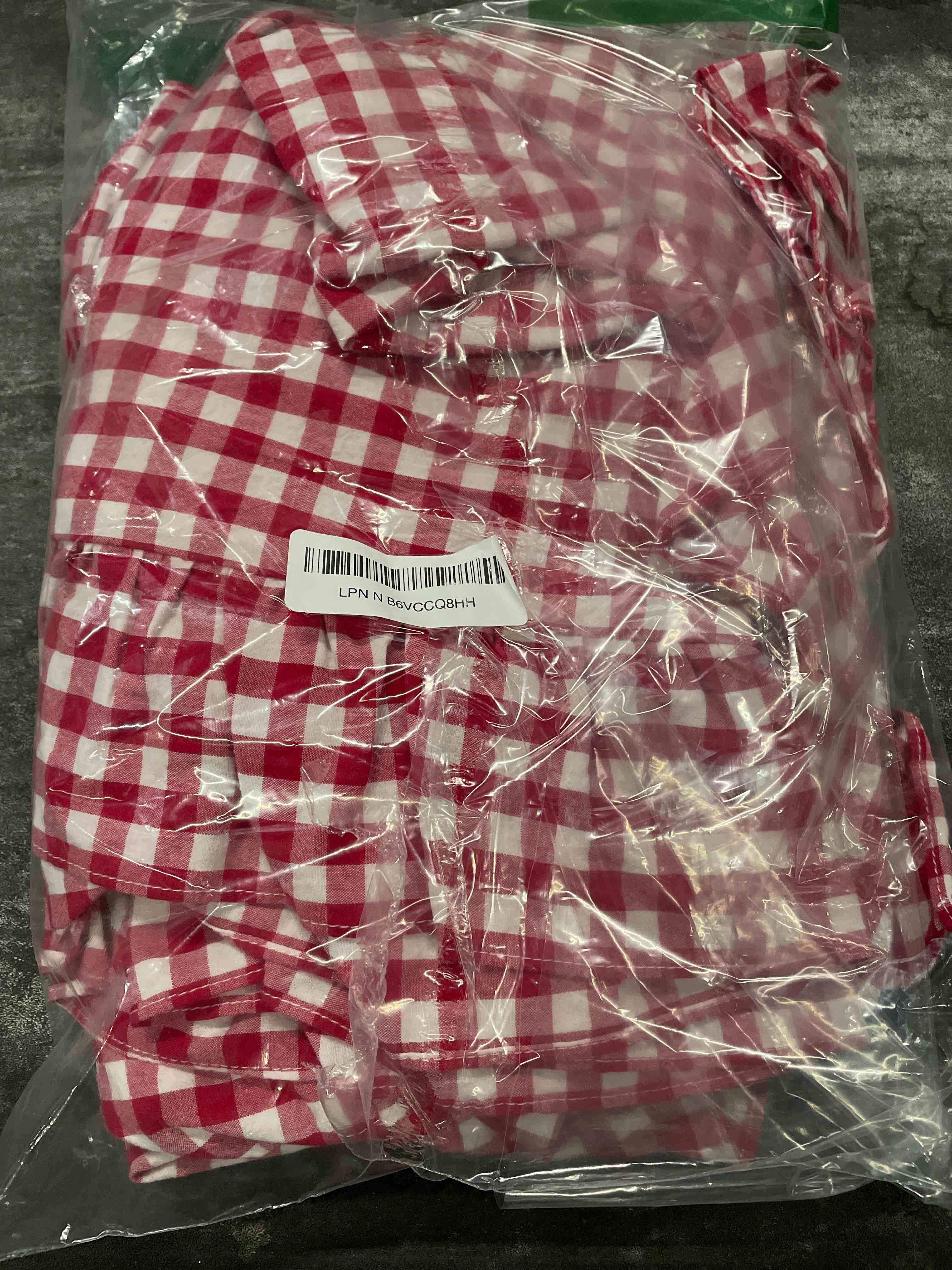Condition photo showing Good Condition for gingham ruffle pillow covers queen size set of 2, washed cotton red/white plaid checkered pillowcases vintage pillow shams-20" x 30" queen (20" x 30") - set of 2 red/white plaid