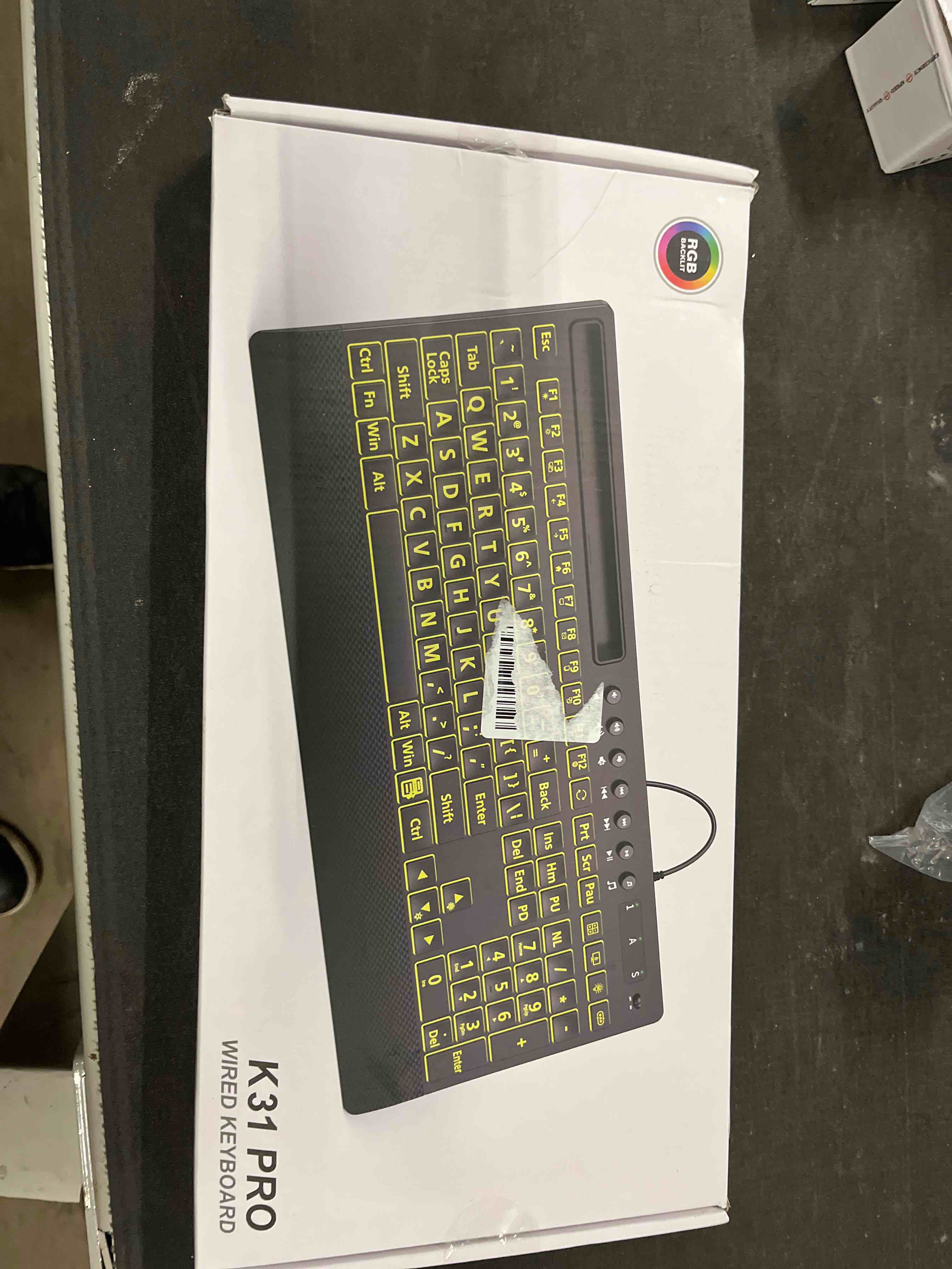 Condition photo showing Good Condition for sablute k31pro wired keyboard with large print, backlight memory function, light up computer keyboards with phone holder & wrist rest, quiet keyboards for pc laptop