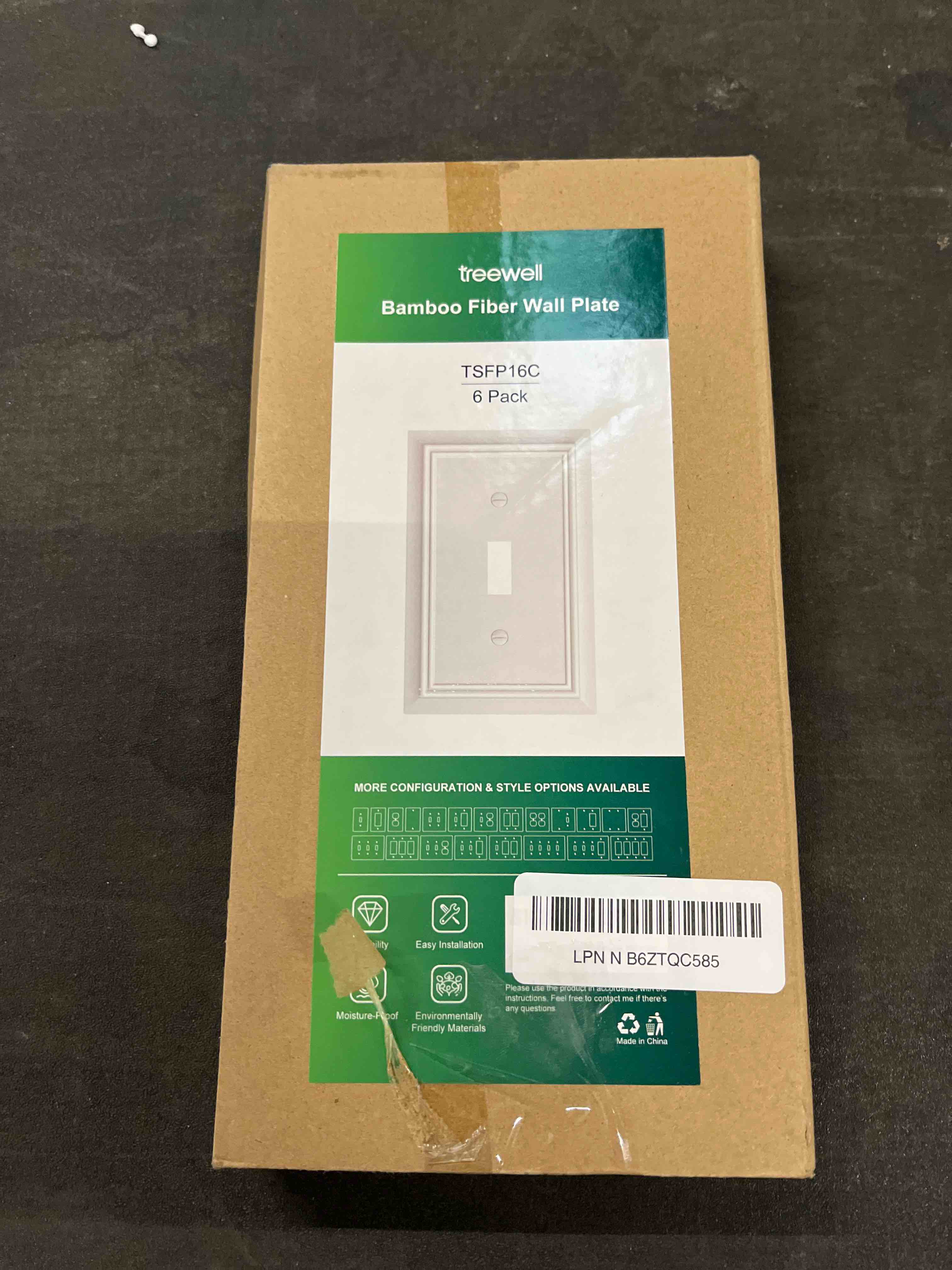 Condition photo showing Good Condition for 6-pack single toggle light switch cover plate, durable natural bamboo fiber decorative switch plate covers, light almond 1 gang wall plate, corrosion resistant 1 toggle 6pk light almond