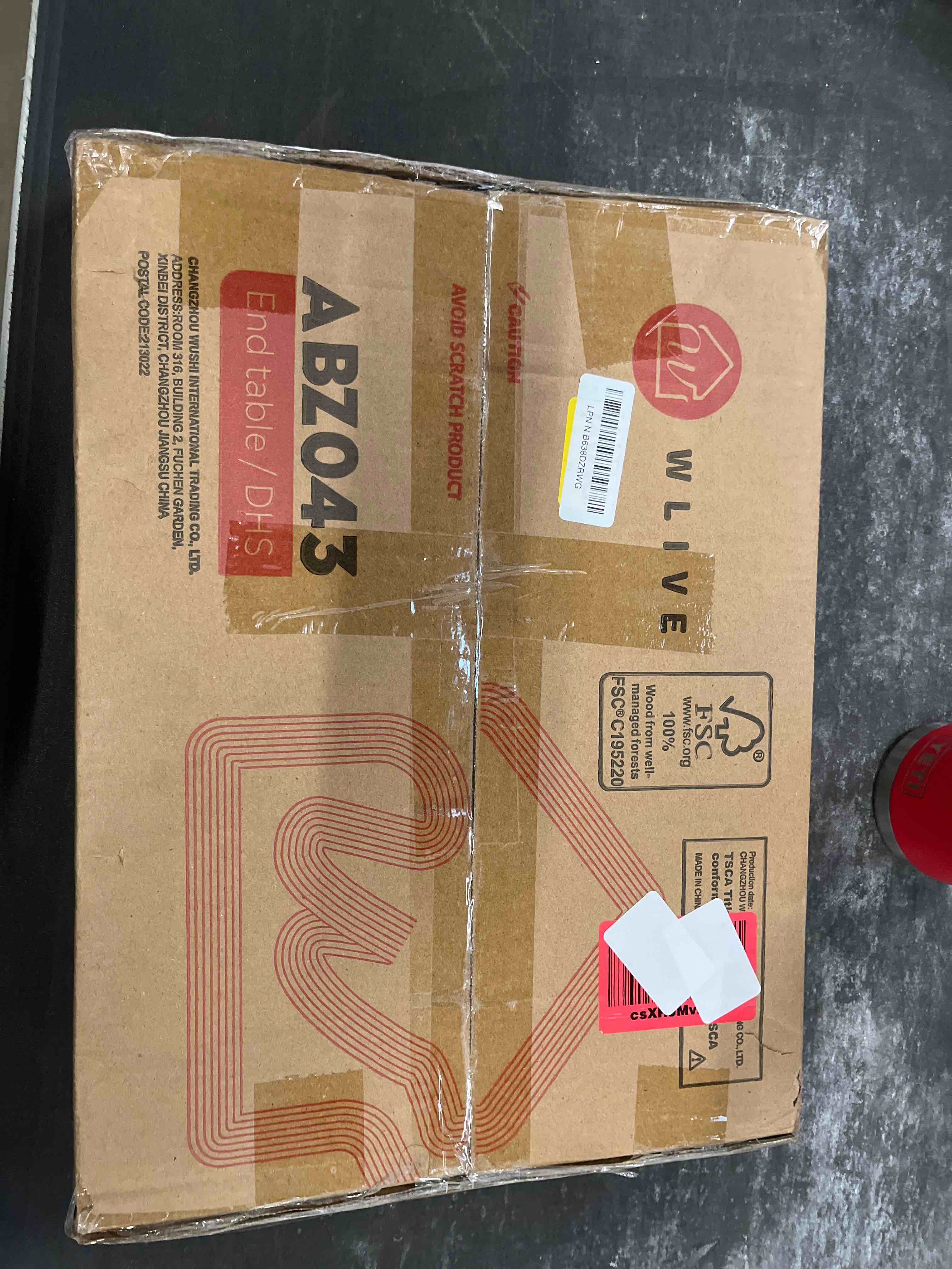 Condition photo showing Good Condition for wlive c shaped end table, small couch side tables with metal frame that slide under, sofa table tv tray for living room, bedroom, rustic brown rustic brown 1