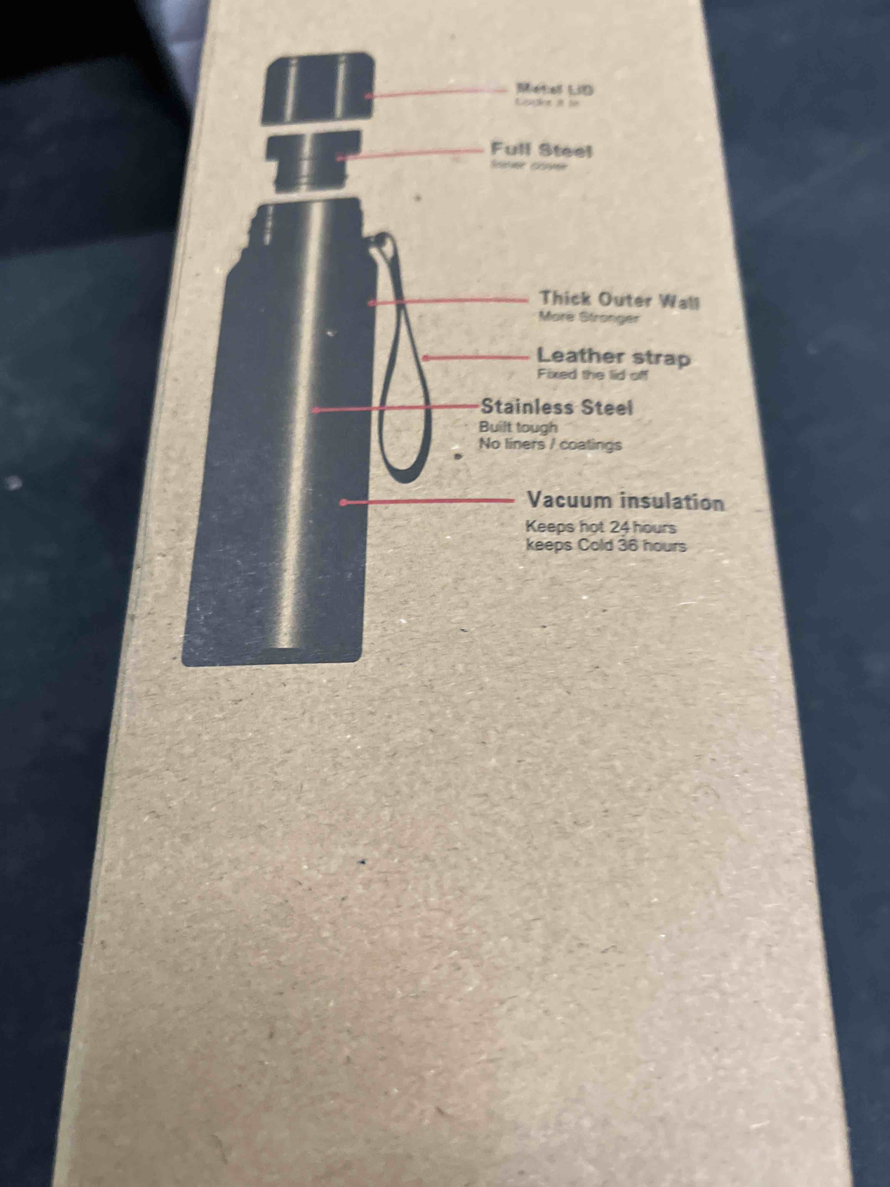 Condition photo showing Good Condition for insulated vacuum thermo bottle 1000ml/33.8oz with cup stainless steel coffee bottles for hot and cold drink water flask.(red,1000ml) 33.8 ounces red