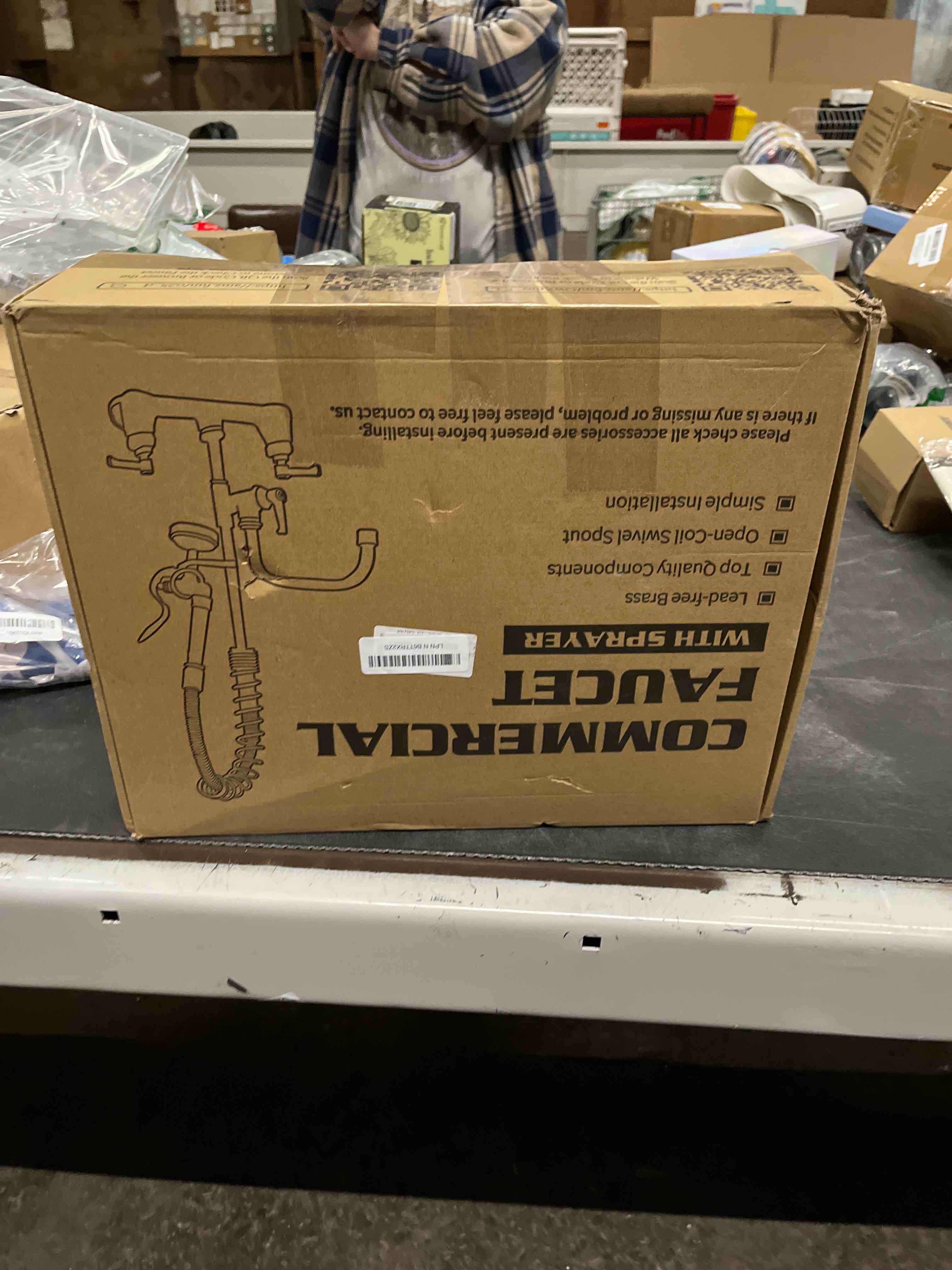 Condition photo showing Good Condition for commercial faucet with sprayer for kitchen staff : akwadu wall mount commercial faucet with pre rinse sprayer 8" center - 21 inch pre rinse faucets with 8" add-on swing spout for dishwashers 21 inches height & 8 inches spout