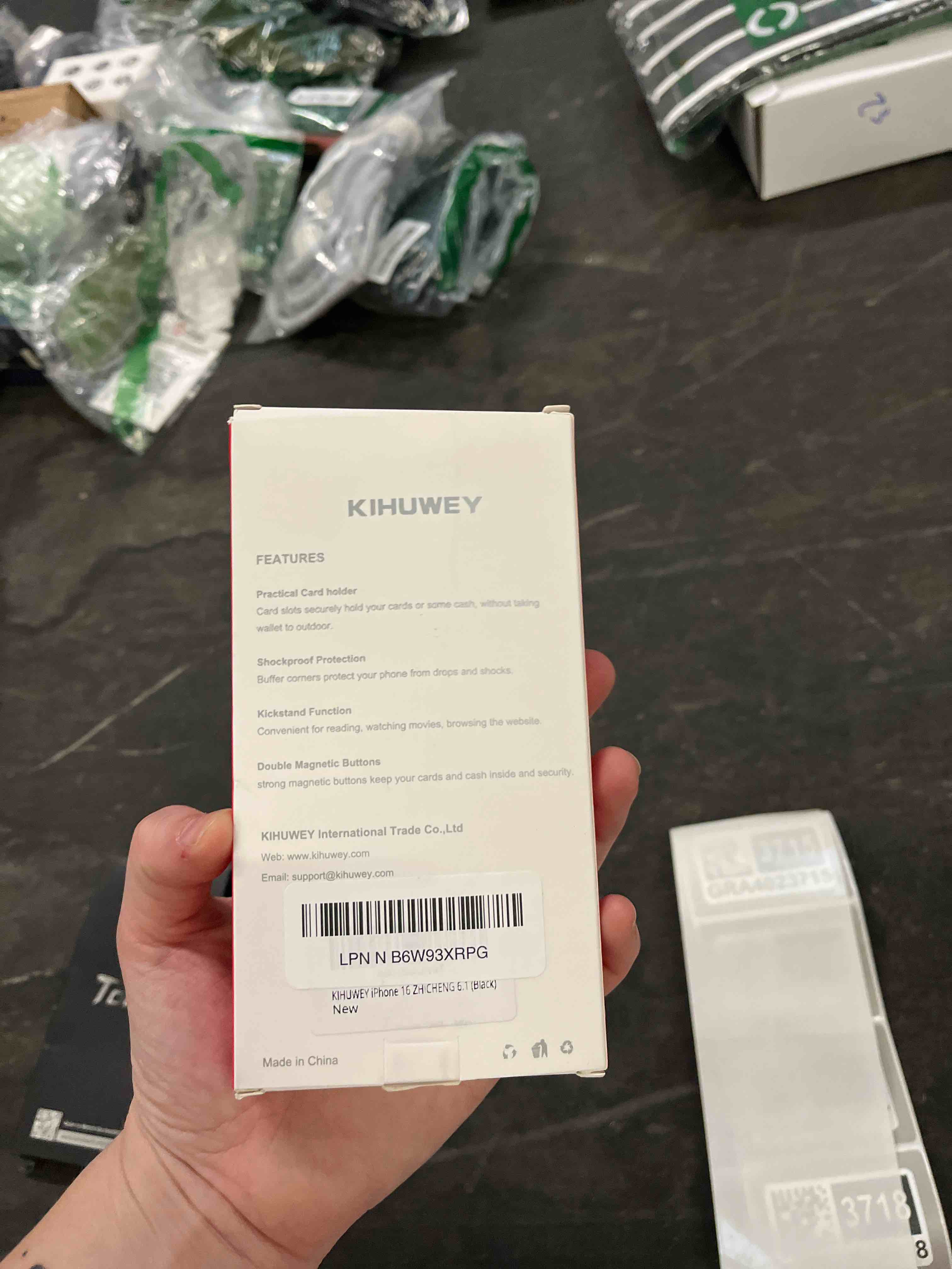 Condition photo showing Good Condition for kihuwey compatible with iphone 16 case wallet with credit card holder, flip premium leather magnetic clasp kickstand heavy duty protective cover for iphone 16 6.1 inch (black)