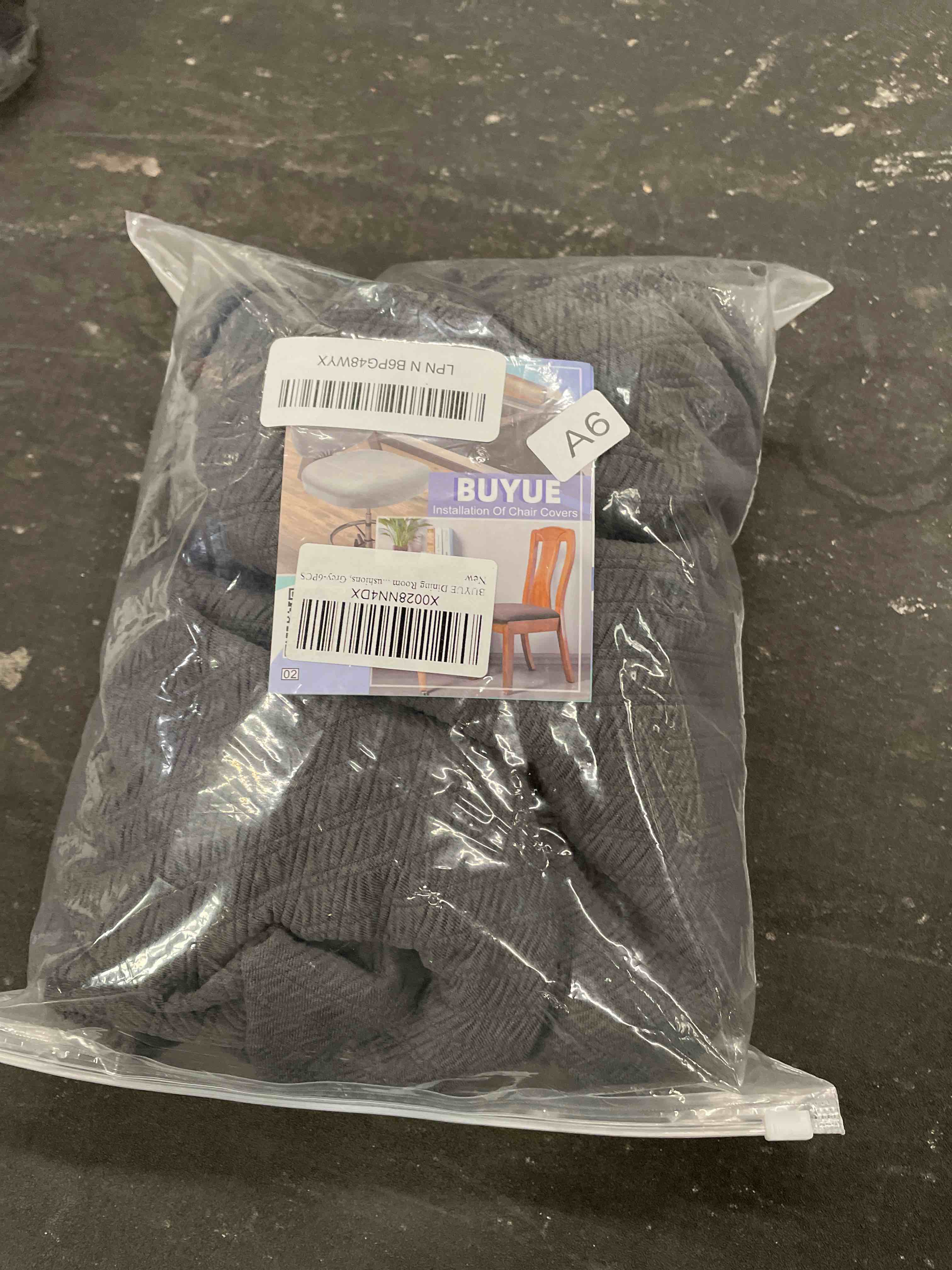 Condition photo showing Good Condition for buyue dining room chair seat covers set of 6, tpu not mixed, friendly jacquard fabric stretch washable slipcover for kitchen seat cushions, grey-6pcs grey 6pcs