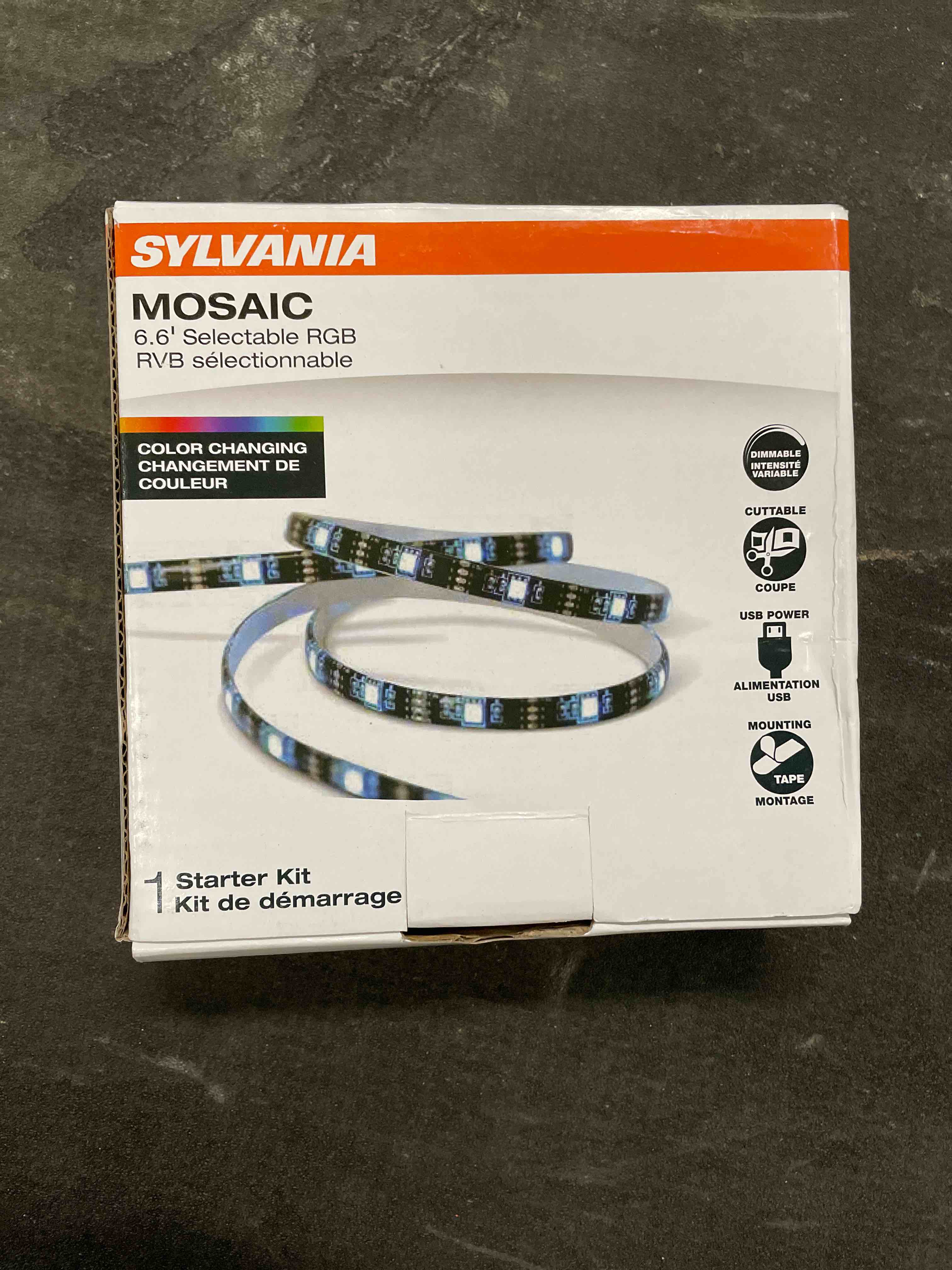Condition photo showing Good Condition for sylvania 6.6ft mosaic usb rgb flexible light strip starter kit, 16 dimmable colors with rf remote control, black - 1 pack (75779) color + white indoor - usb power - starter kit led strip lights