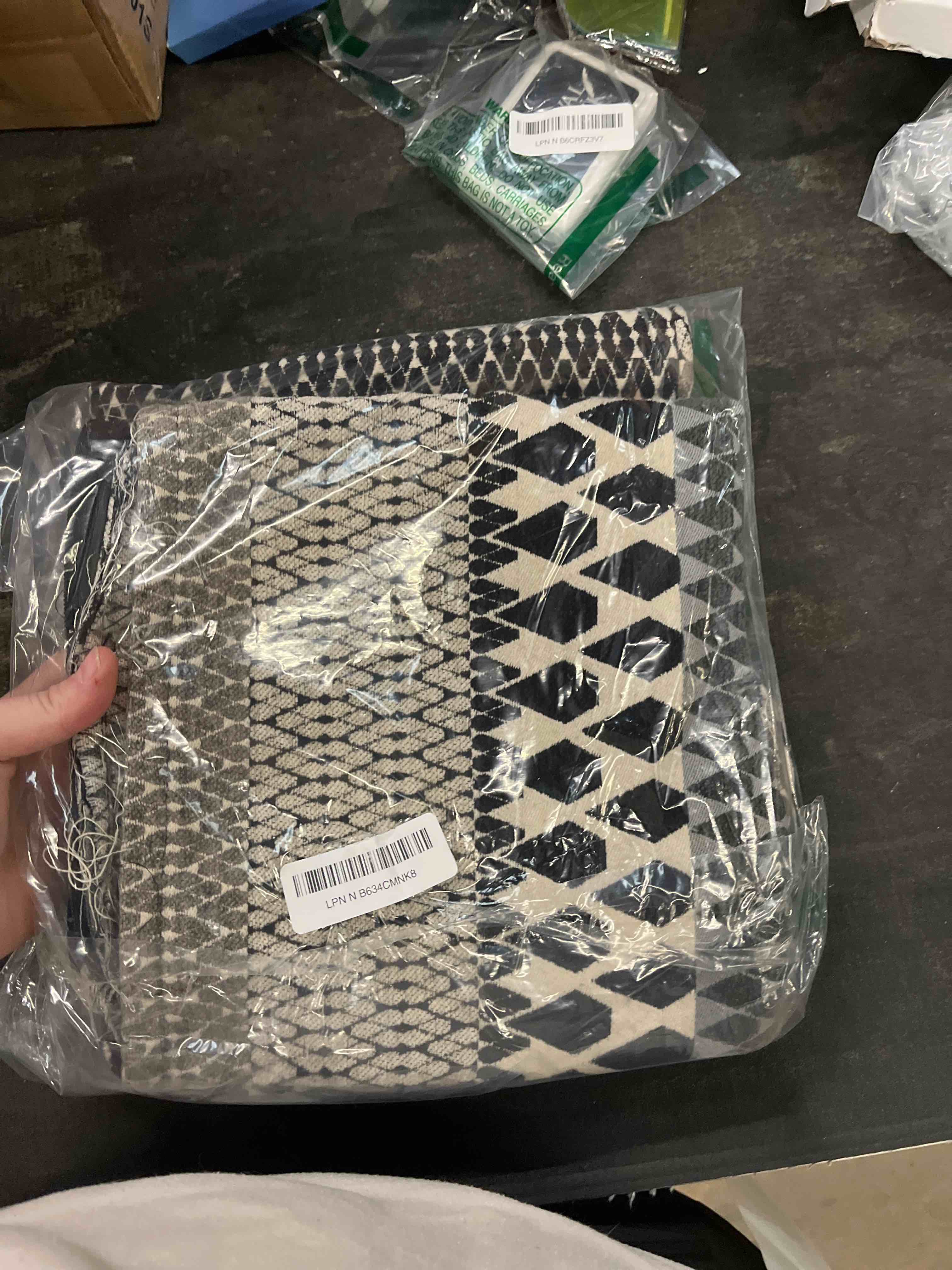 Condition photo showing Good Condition for black white and gold pillow covers, abstract black and gold pillow covers 26x26 set of 2, modern boho home decor, black and gold pillows decorative throw pillows for couch living room bedroom black white and gold 26" x 26" (pack of 1)