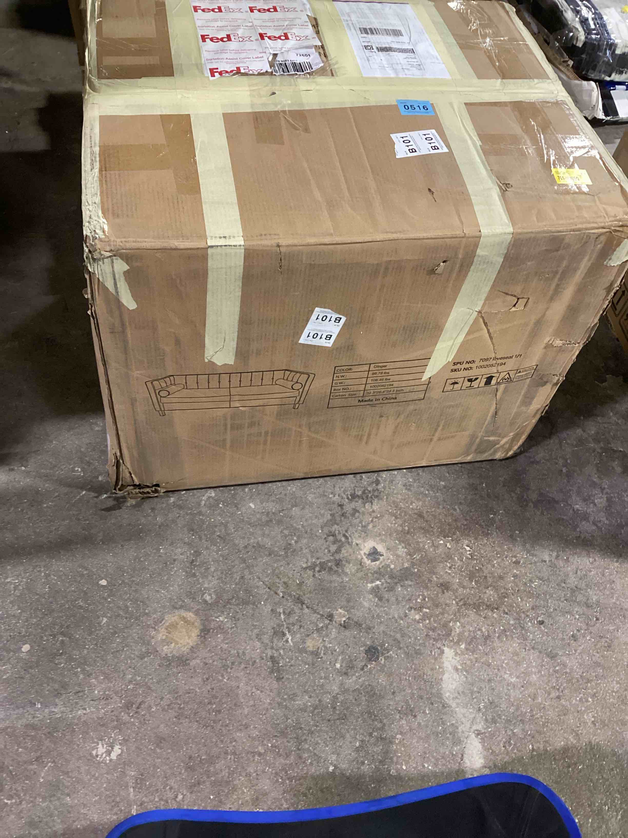 Condition photo showing As Is for Large Ginger 2 Seater Sofa