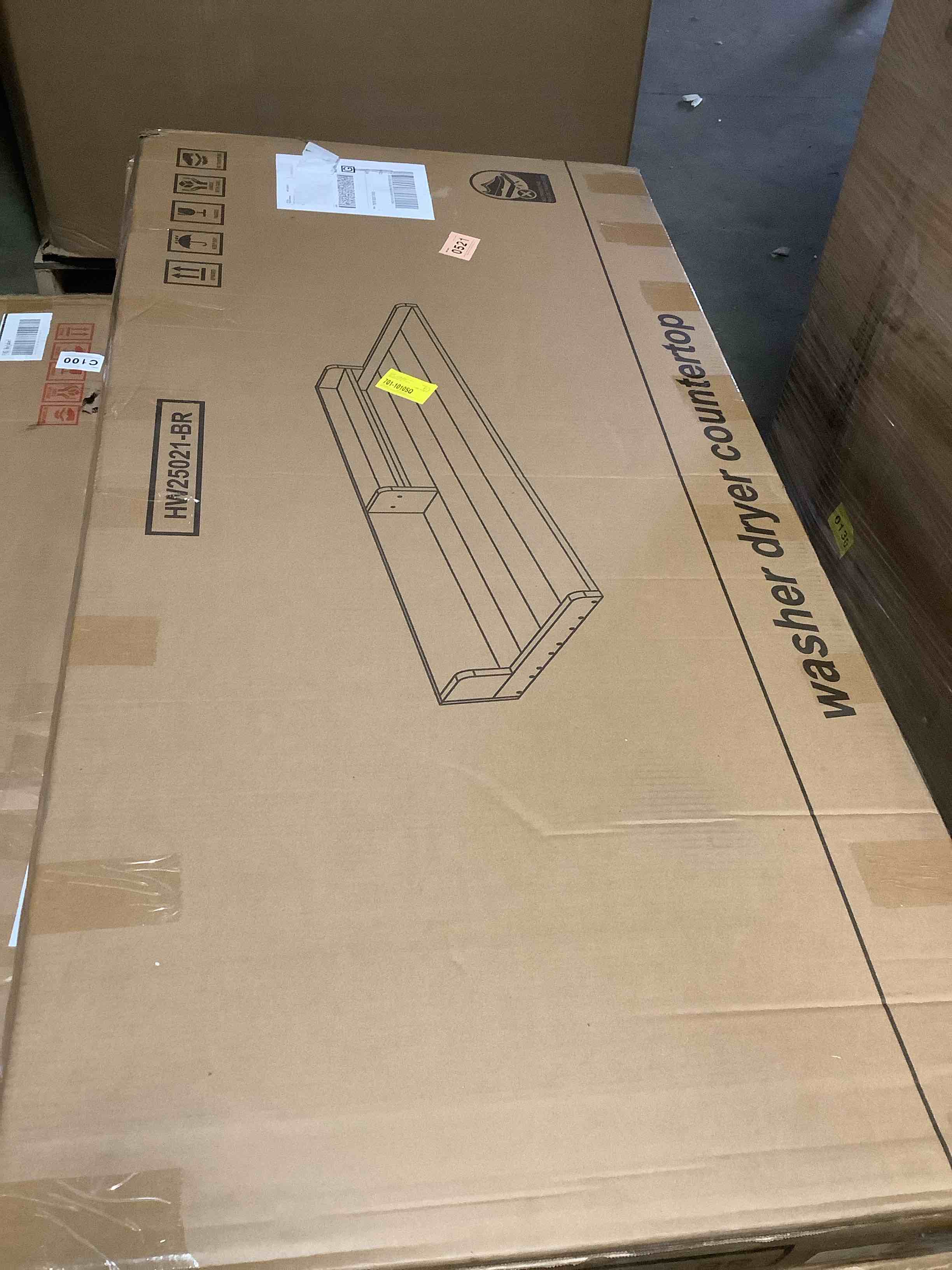 Condition photo showing Good Condition for Hdpe Washer Dryer Countertop With 2-tier Shelf, 54" Wide Laundry Machine Topper With 2 Hooks \u0026 Non-slip Pads For Laundry Room Organization