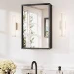 recessed or surface medicine cabinet with mirror aluminum framed adjustable shelves, tempered glass, waterproof design