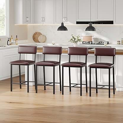 winston porter solid wood backless bar stool - set of 4 straight-leg stools with upholstered seat