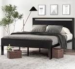 (MISSING SCREWS) QUEEN SIZE METAL BEDFRAME, WITH WOOD HEADBOARD