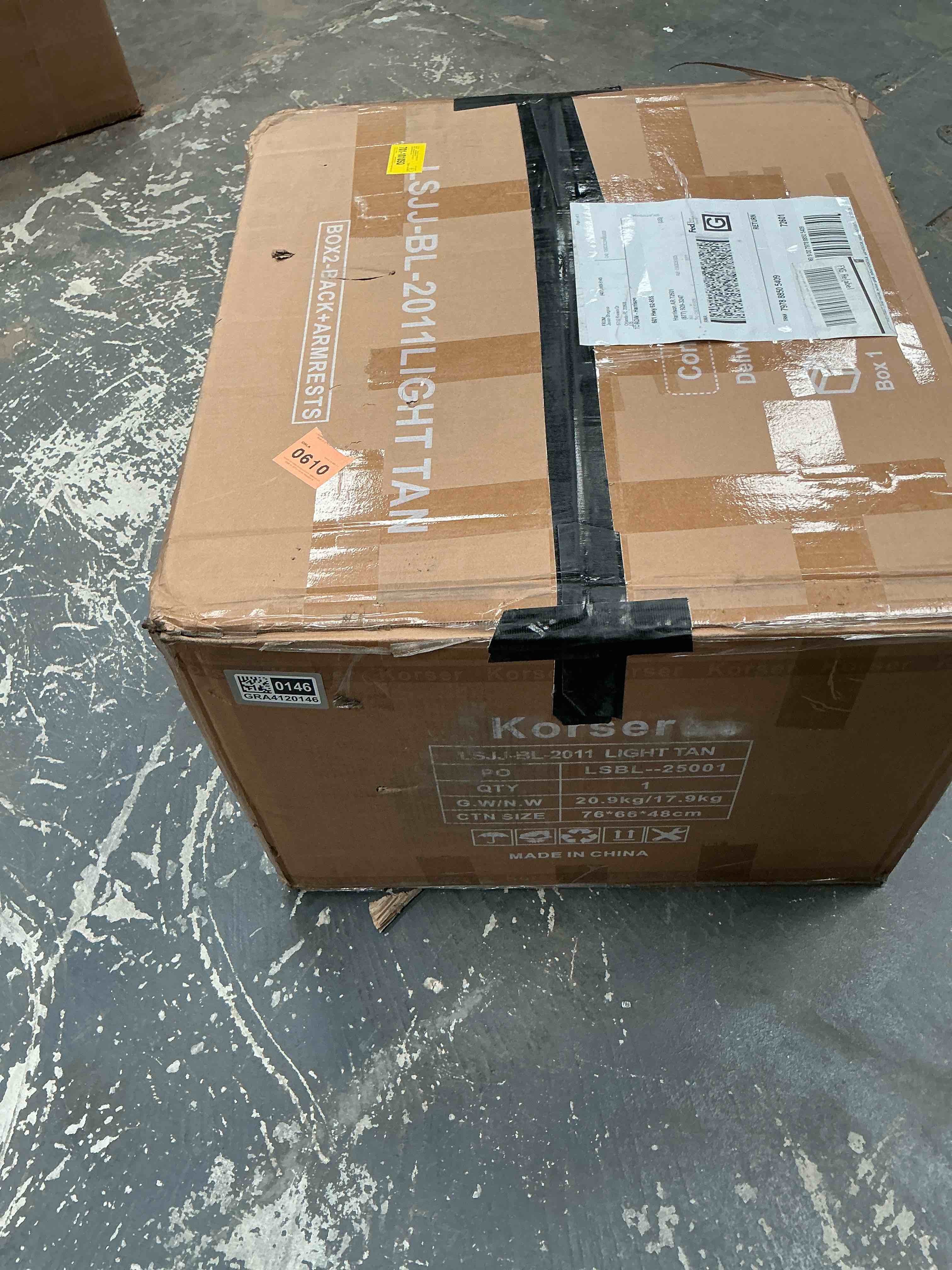 Condition photo showing Good Condition for (BOX2 ONLY BACK AND ARMREST) KORSER, LIGHT TAN RECLINER