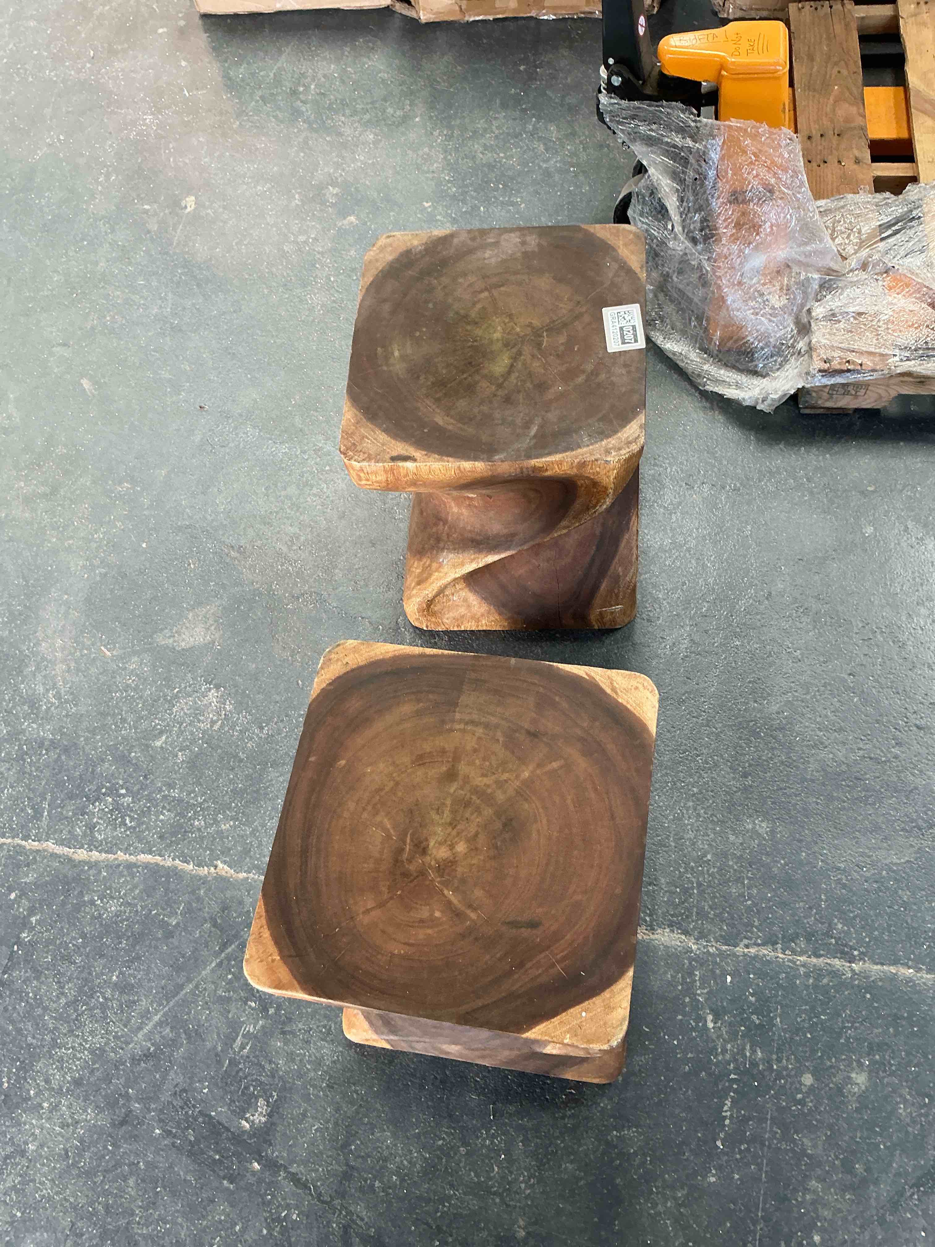 Condition photo showing Good Condition for TWO SOLID WOOD, STOOLS