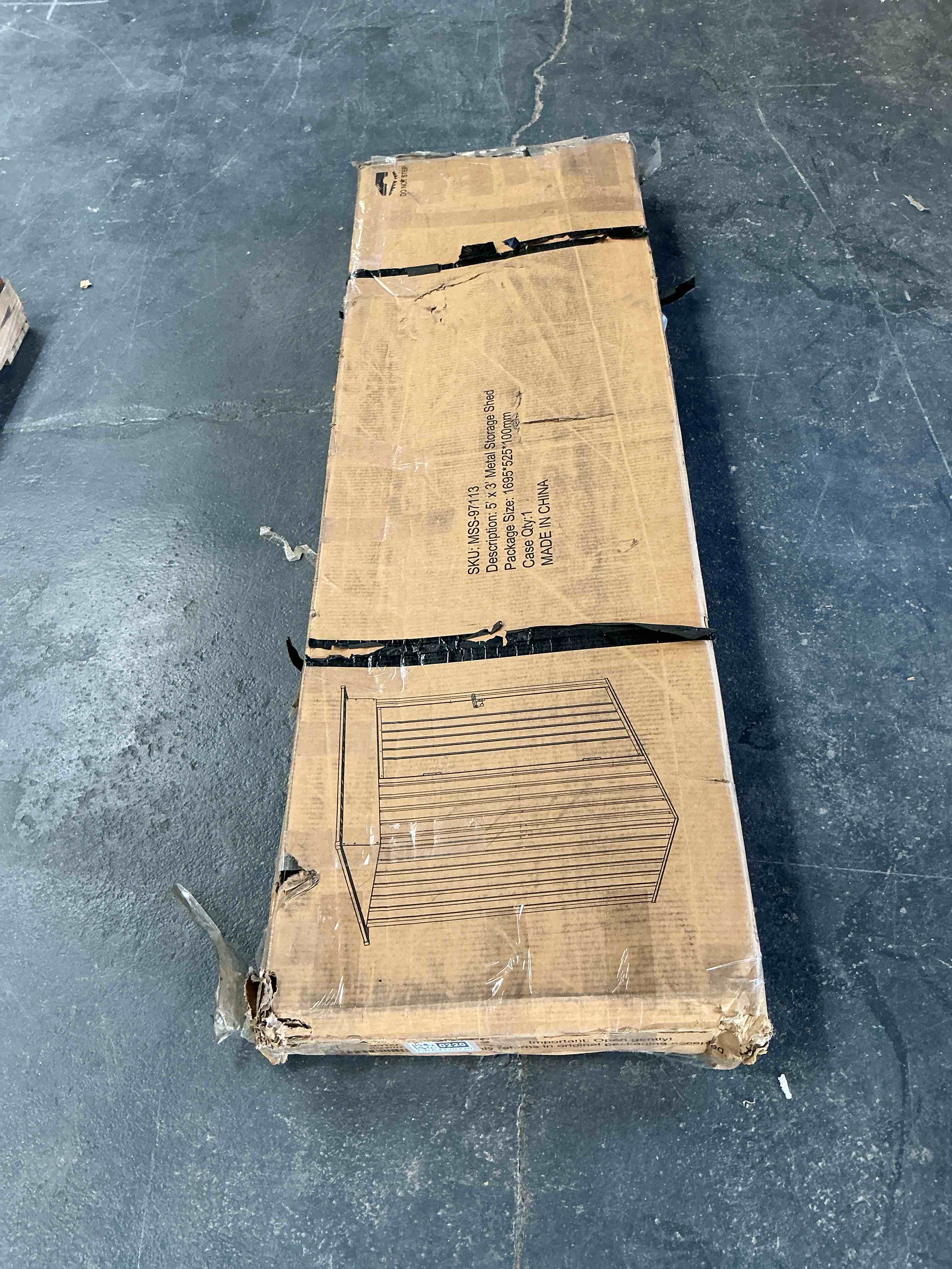 Condition photo showing Good Condition for (INCOMPLETE BOX ONE ONLY) 5’ X 3’ METAL STORAGE BUILDING