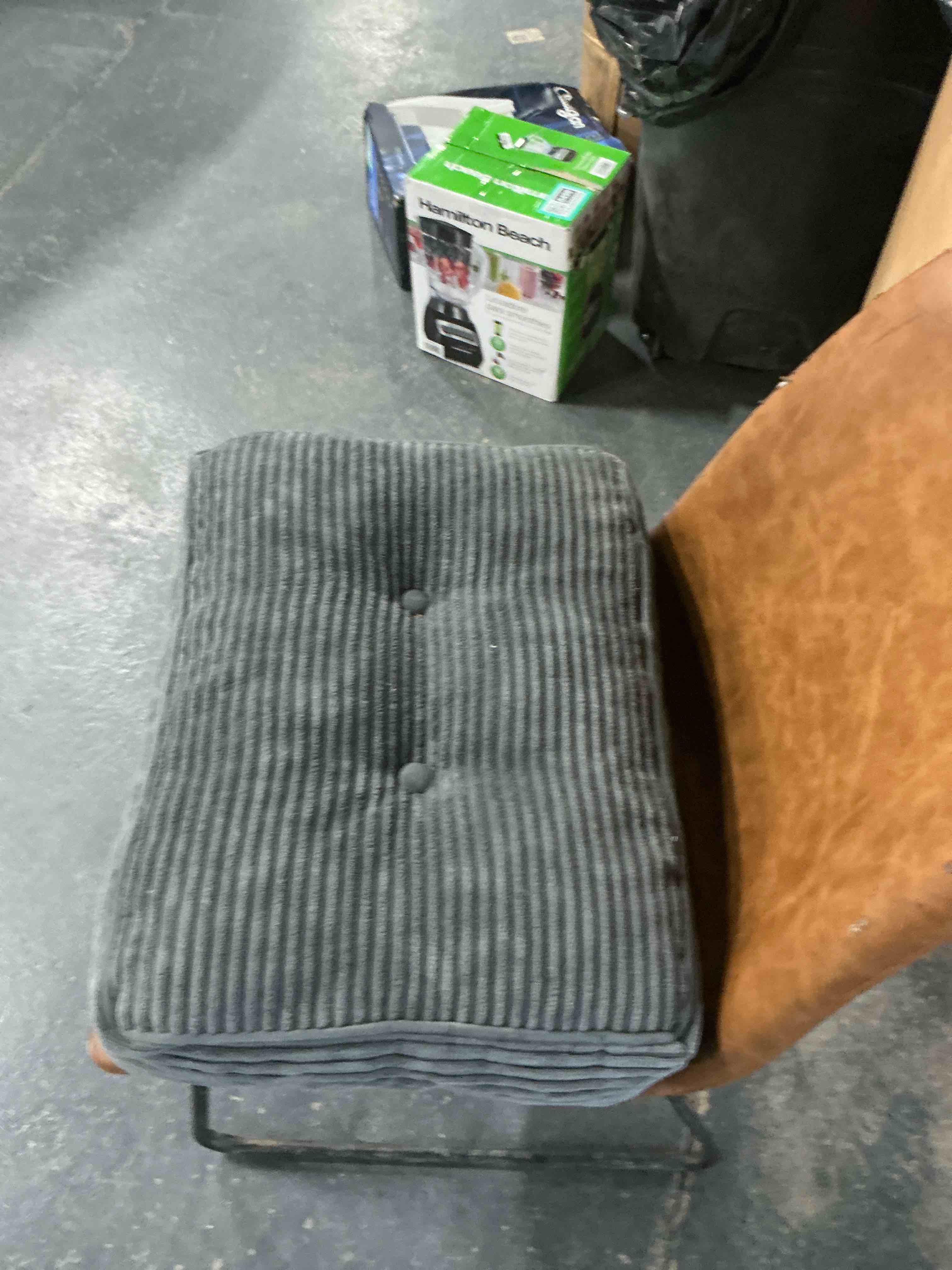 Condition photo showing Good Condition for Seat Cushion, Grey Corduroy