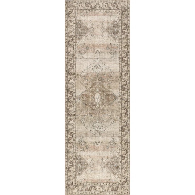 Condition photo showing Good Condition for Jeccica Distressed Vintage Medallion Jute Blend Polyester Area Rug