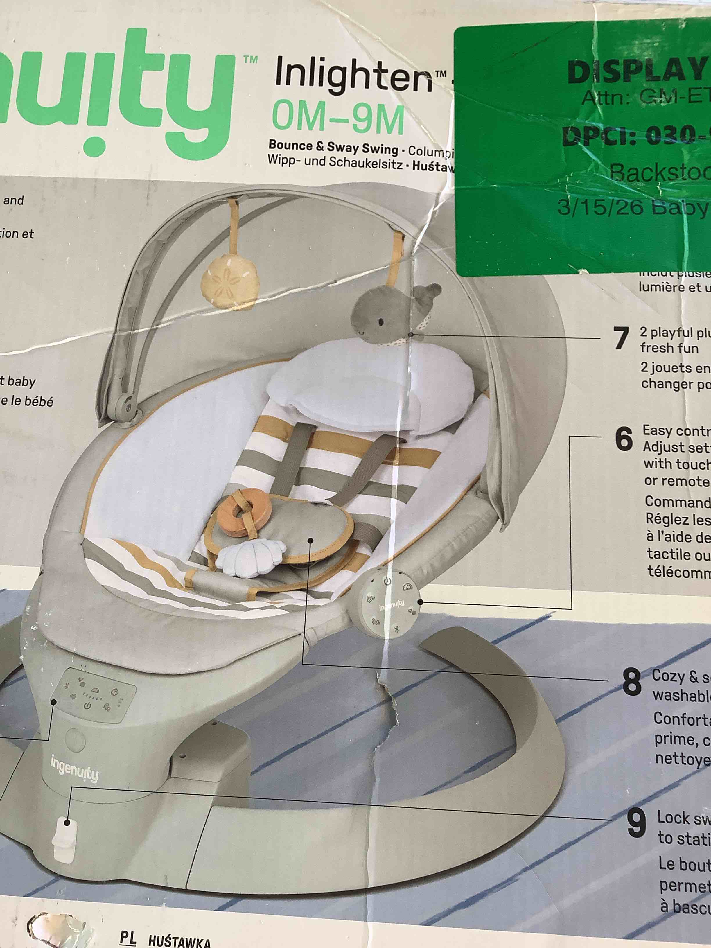 Condition photo showing Good Condition for Ingenuity, three and one swing, vibrating seat, and bouncer