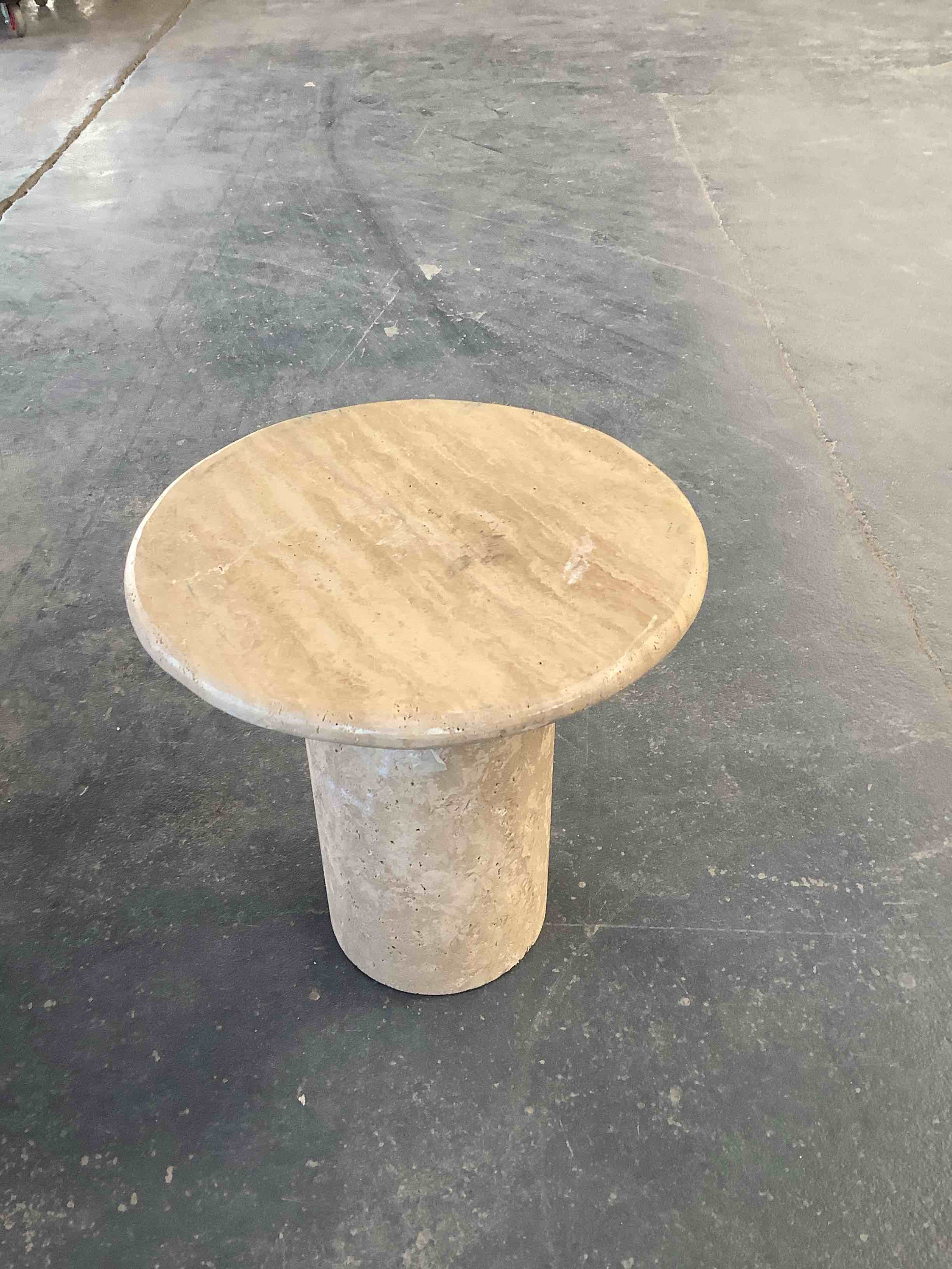 Condition photo showing Good Condition for Cream round side table 