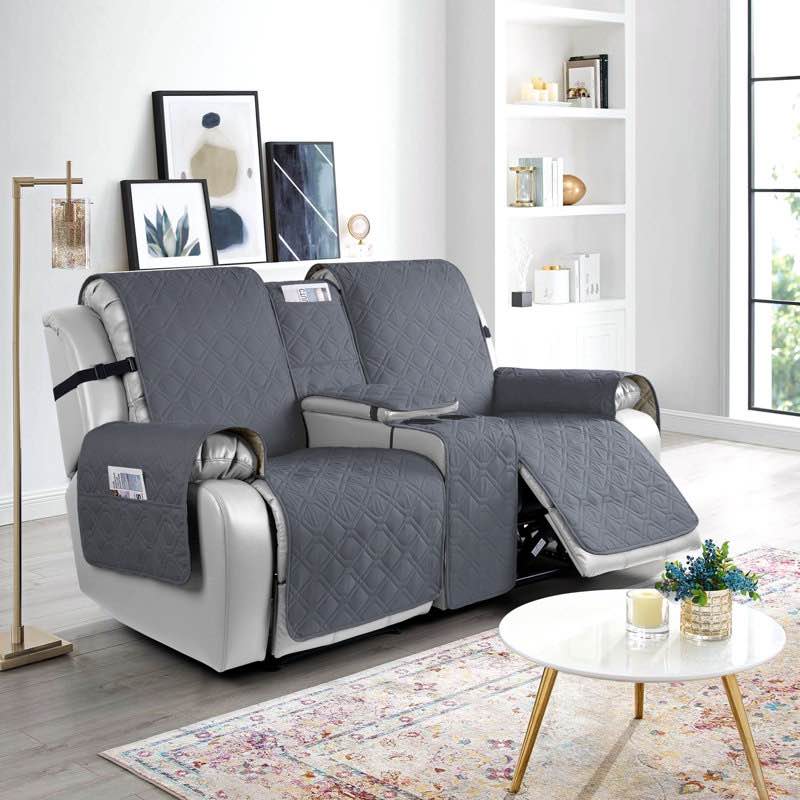 Wildee Waterproof Non-Slip Recliner loveseat Couch Cover With Console