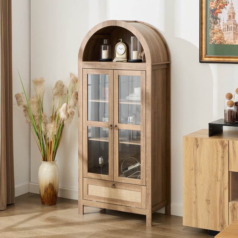 73" tall arched storage display cabinet