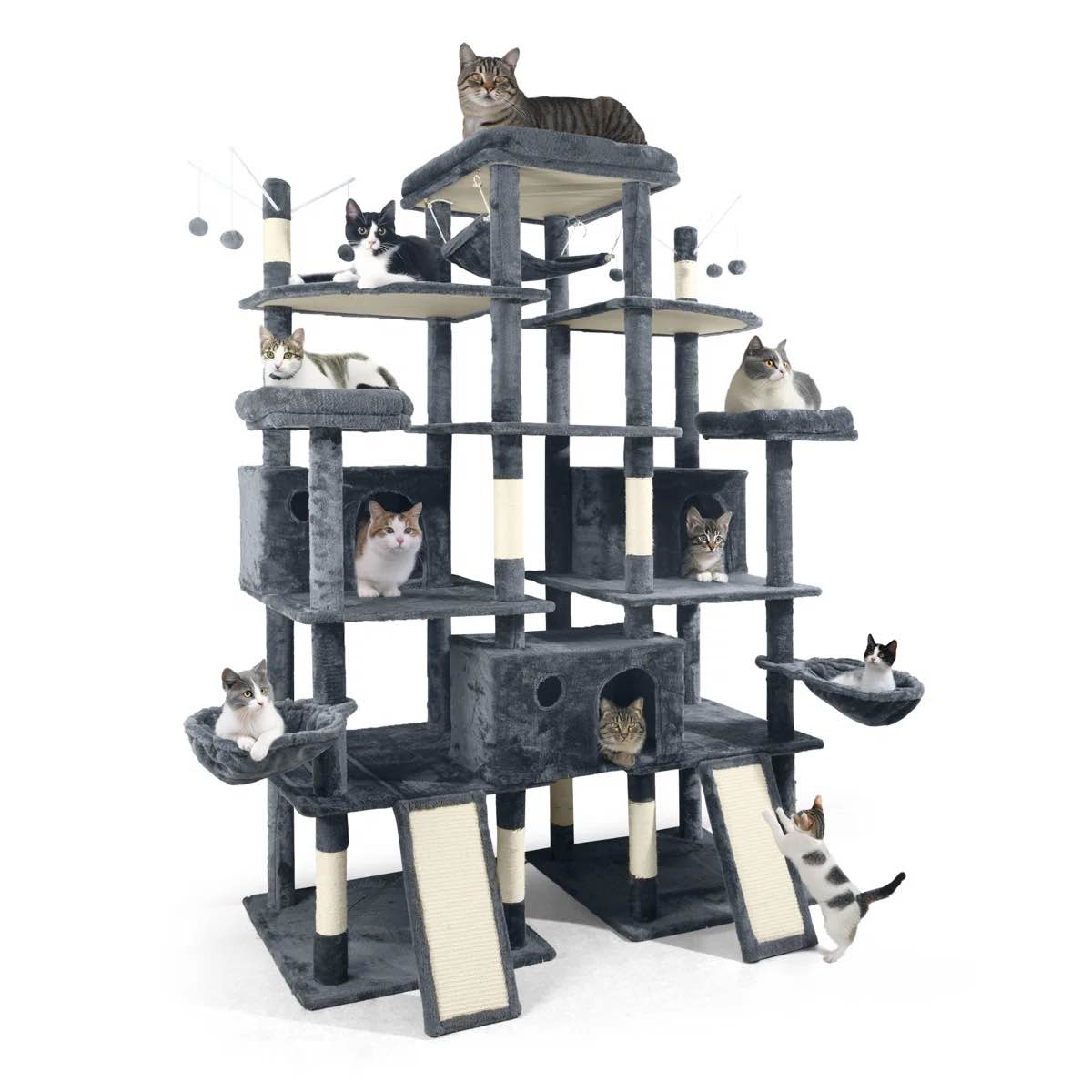 (INCOMPLETE) Big Cat Tower Indoor for Large Cats, XXL 80-Inch Tall Cat Tree,  Modern Multi-Level Activity Tower with Scratching Posts and Widened Perch