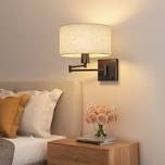 dimmable swing arm wall sconce with bulb included
