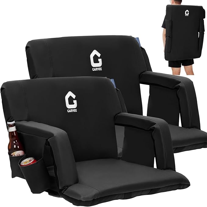 Stadium Seats with Back Support and Padded Cushion - Extra Wide 24.5" Bleacher Chair with Anti-Slip Mat