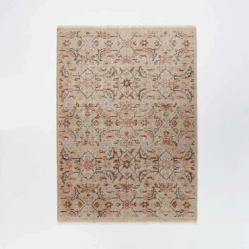 5'x7' Rockland Hand Knotted Distressed Persian Style Rug Ivory - Threshold™ designed with Studio McGee