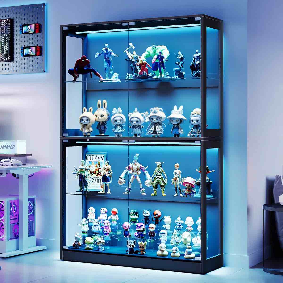 rgb cieren figure display case with dustproof door for collectibles and action figures with dustproof door for collectibles and action figures