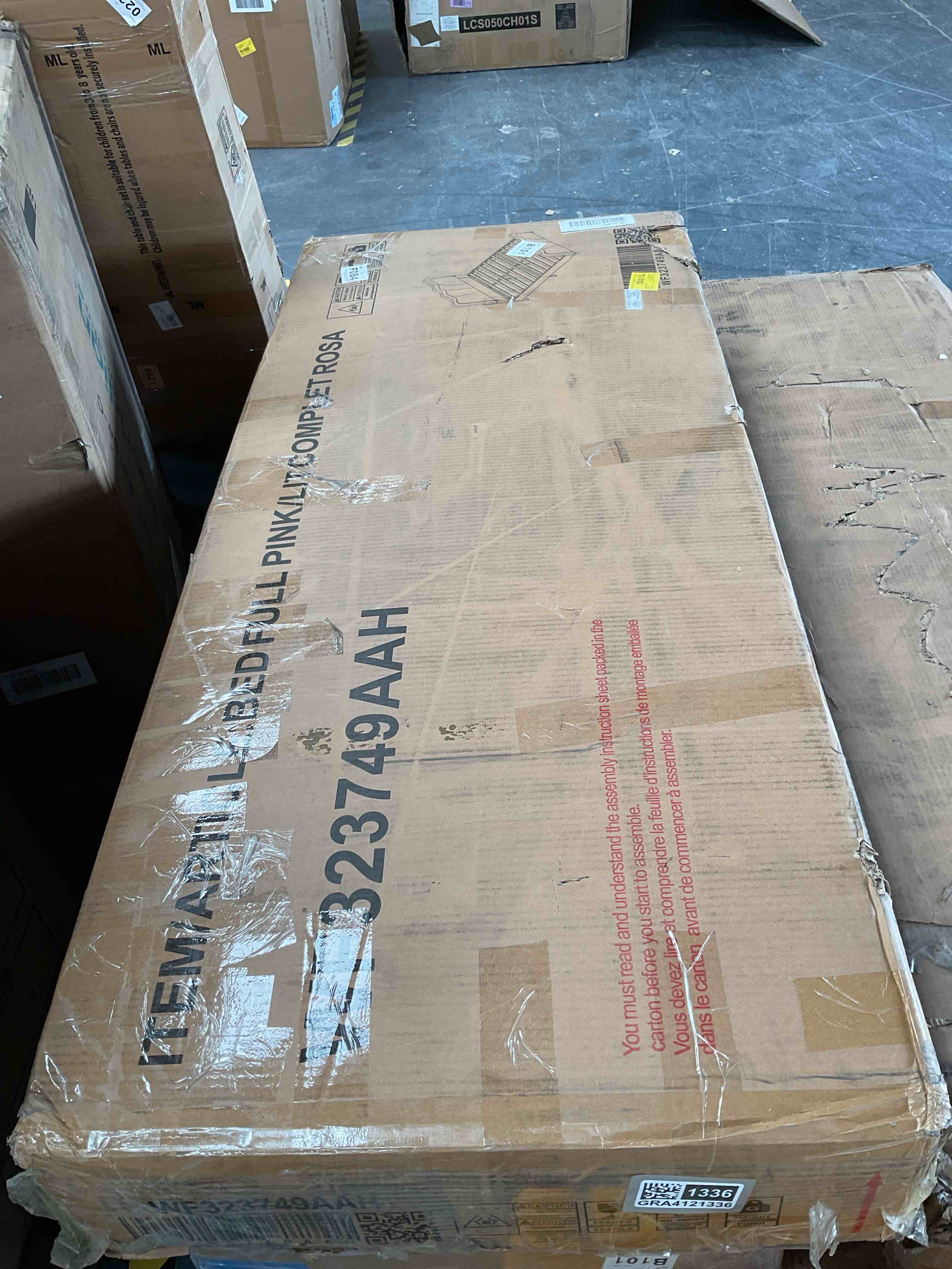 Condition photo showing Good Condition for comfortable upholstered platform bed with adjustable headboard and led lights for kids
