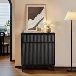 Dejesus 38" Tall 2 - Door Accent Cabinet With Adjustable Shelf, Waveform Fluted Panel