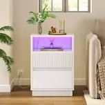 Morice 23.6'' Nightstand with Drawers and LED Lights