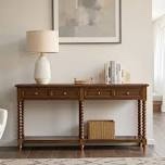 Aristidh 60"W Farmhouse Modern 2-Drawer Solid Wood Base Console Table